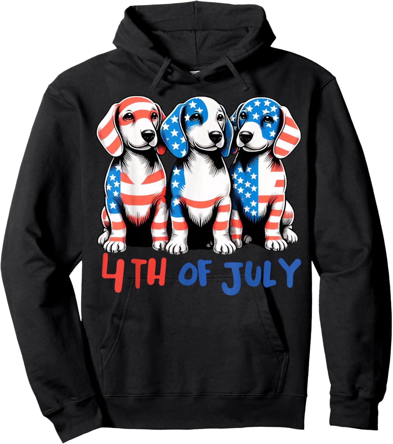 American Flag Beagle Dog Lover patriotic 4th of July Dog Hoodie - Hoodie | Black