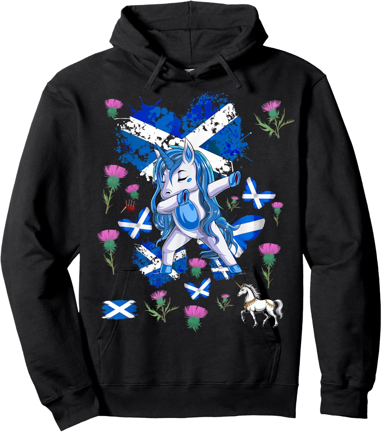 Scottish Unicorn Outfit Idea For Kids Scotland Themed Hoodie - Hoodie | Black