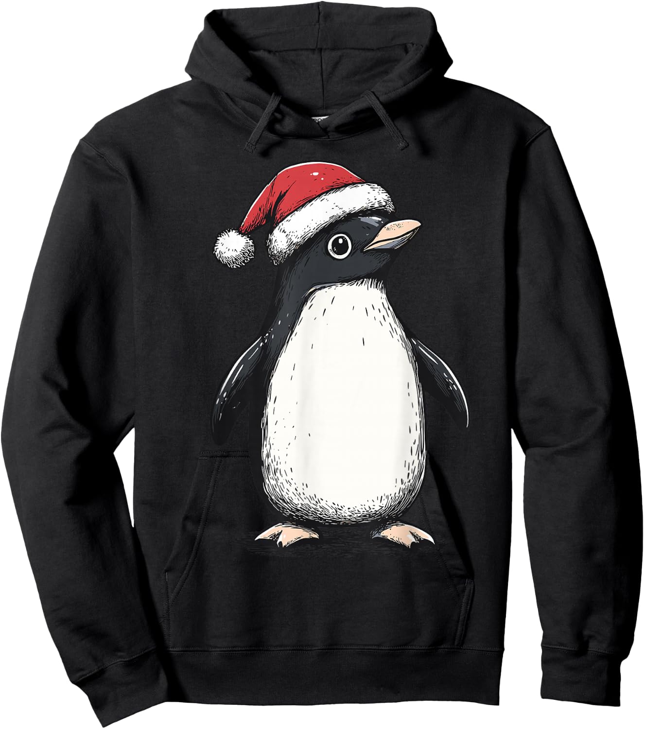 Penguin Santa Hat Penguin Lovers Christmas Men Women Kids Hoodie - Hoodie | Black