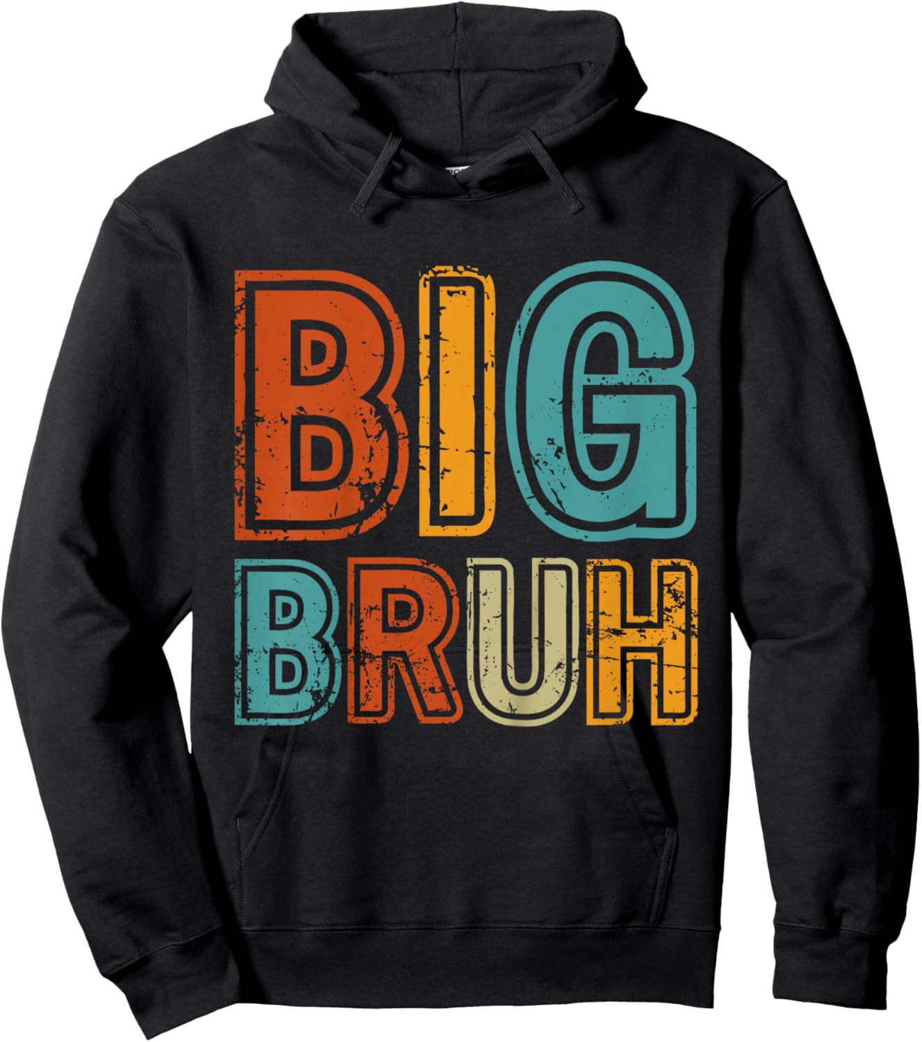 Big Bruh Little Bruh Matching Older Brother Little Bro Retro Hoodie - Hoodie | Black