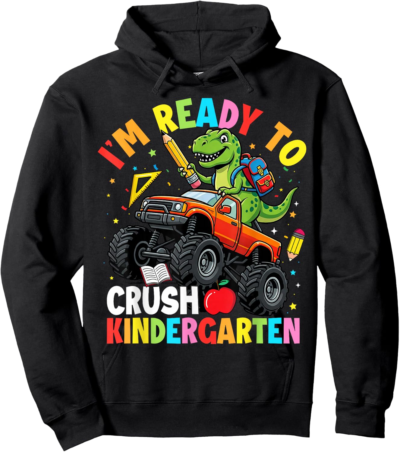 I'm Ready to Crush Kindergarten First Day Dinosaur Boys Hoodie - Hoodie | Black
