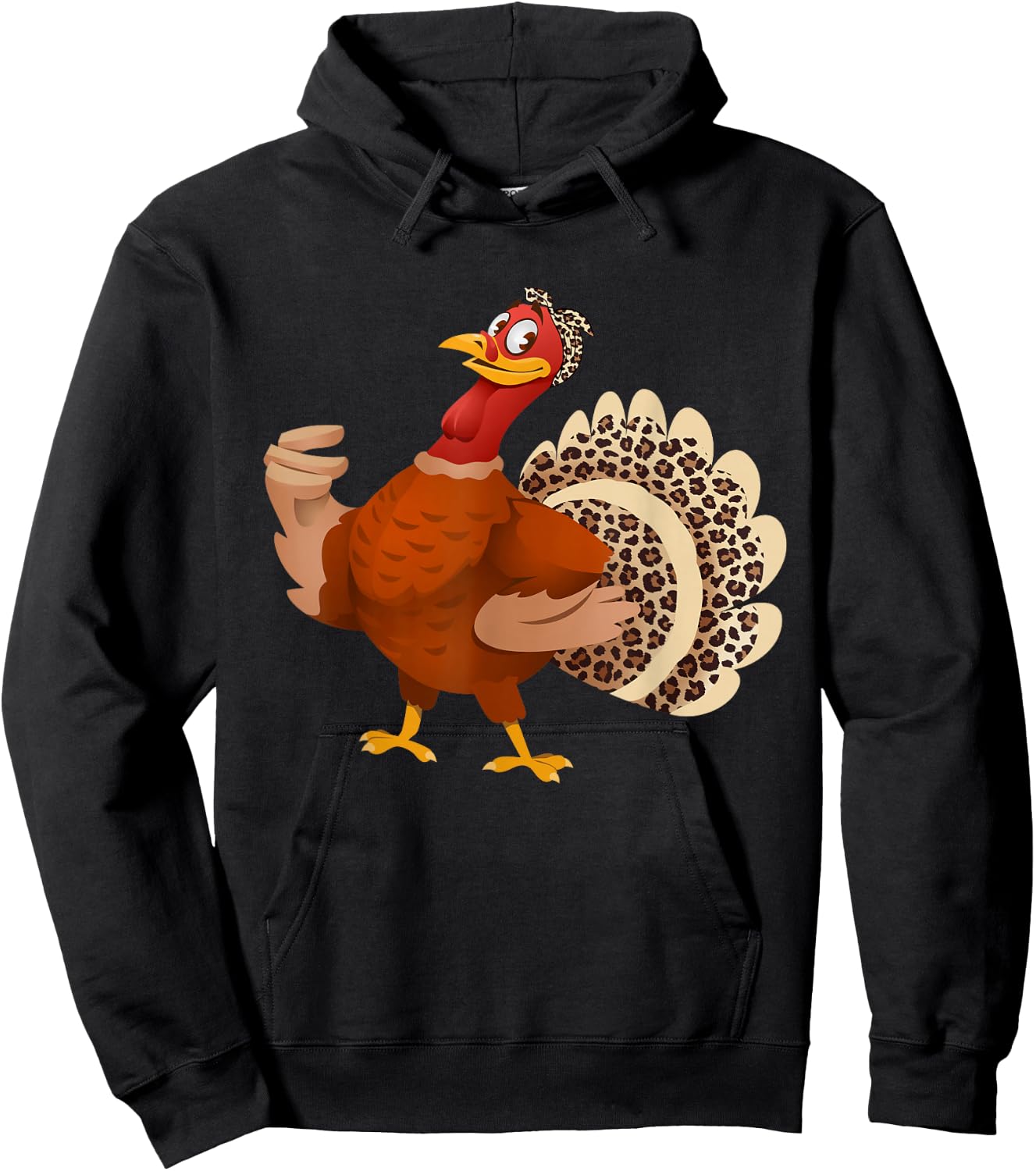 Funny Thanksgiving Turkey Leopard Print Autumn Fall Hoodie - Hoodie | Black