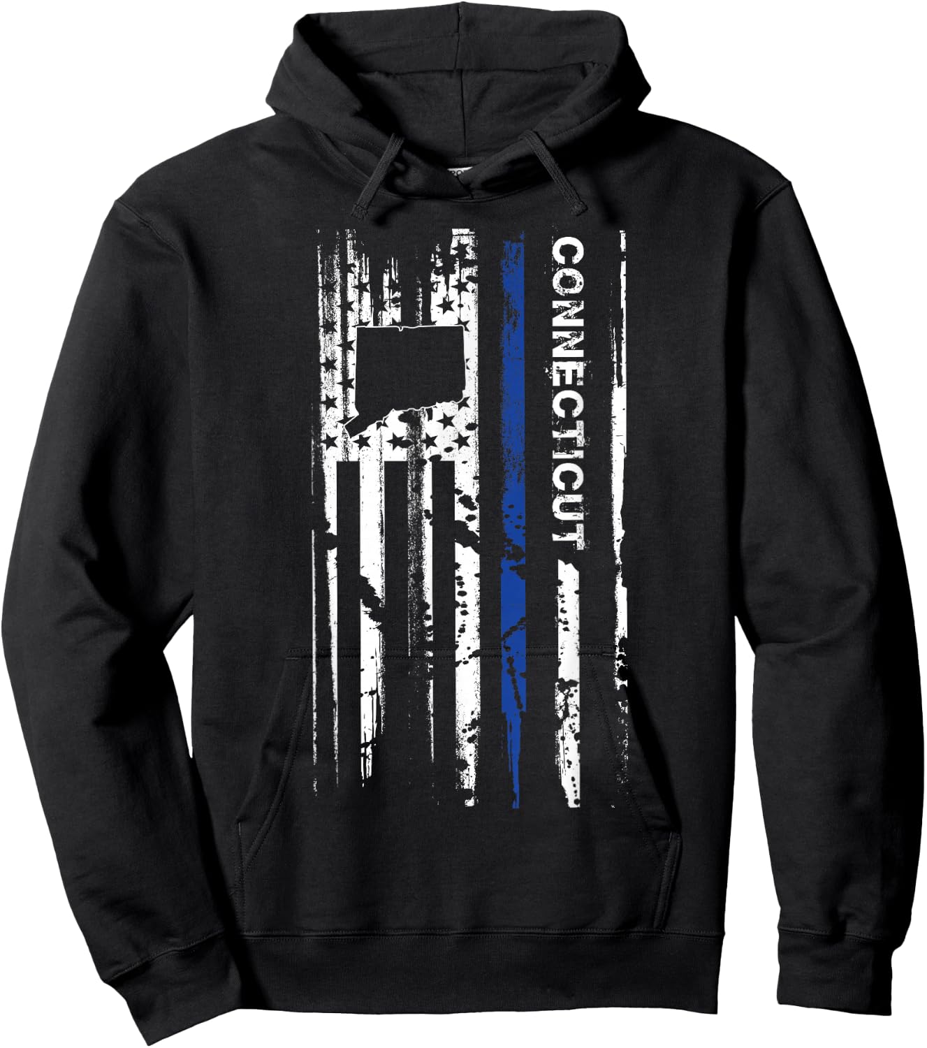 Connecticut Cop Thin Blue Line LEO Police American Flag Hoodie - Hoodie | Black