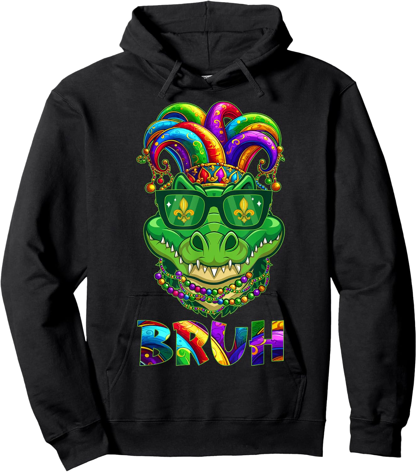 Funny Alligator Bruh Mardi Gras Costume Teens Boys Kids Hoodie - Hoodie | Black