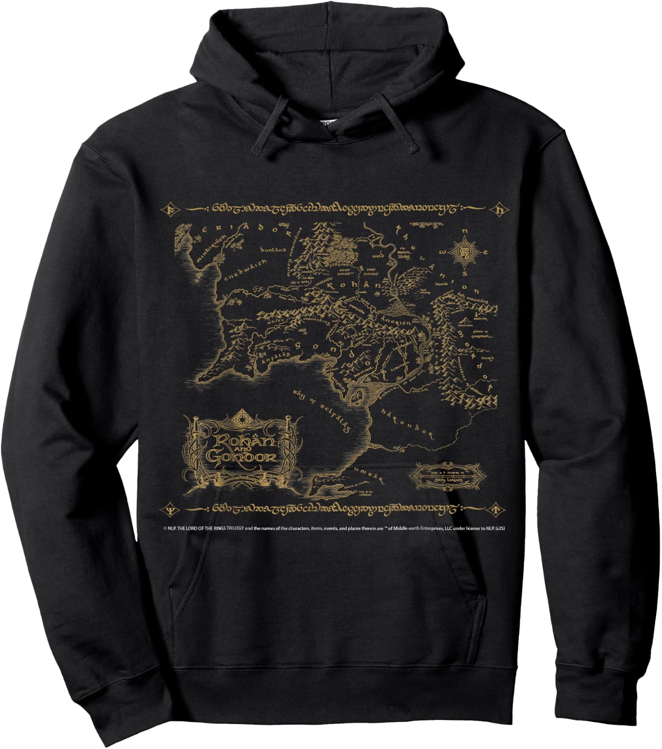 Map of Rohan and Gondor Middle Earth Adventure Hoodie - Hoodie | Black