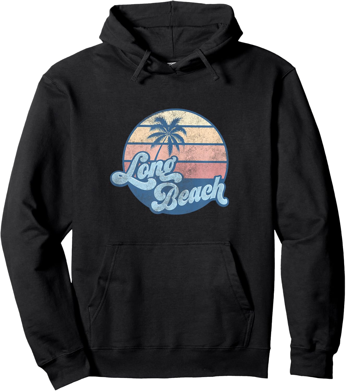 Long Beach California CA T Shirt Vintage 70s Surfer Women Girls Kids Hoodie - Hoodie | Black