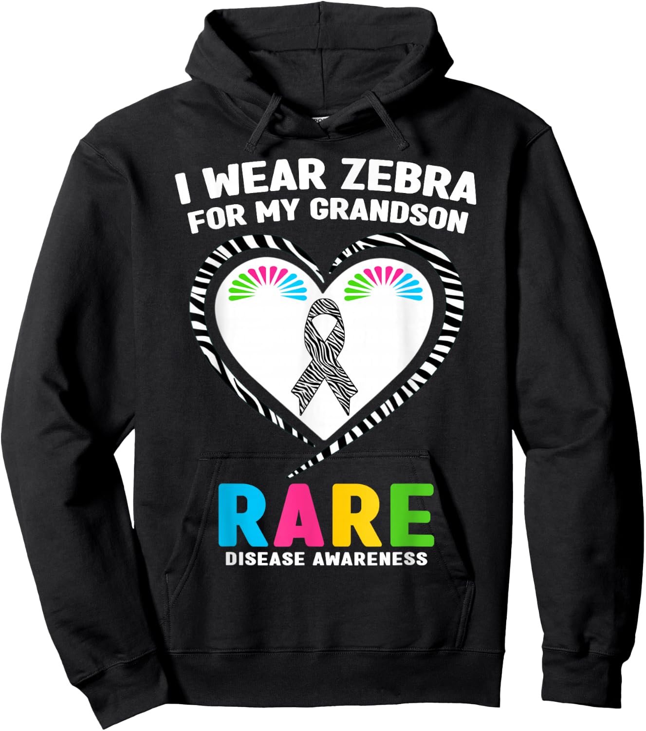 I Wear Zebra for My Grandson Rare Disease Awareness Day 2026 Hoodie - Hoodie | Black