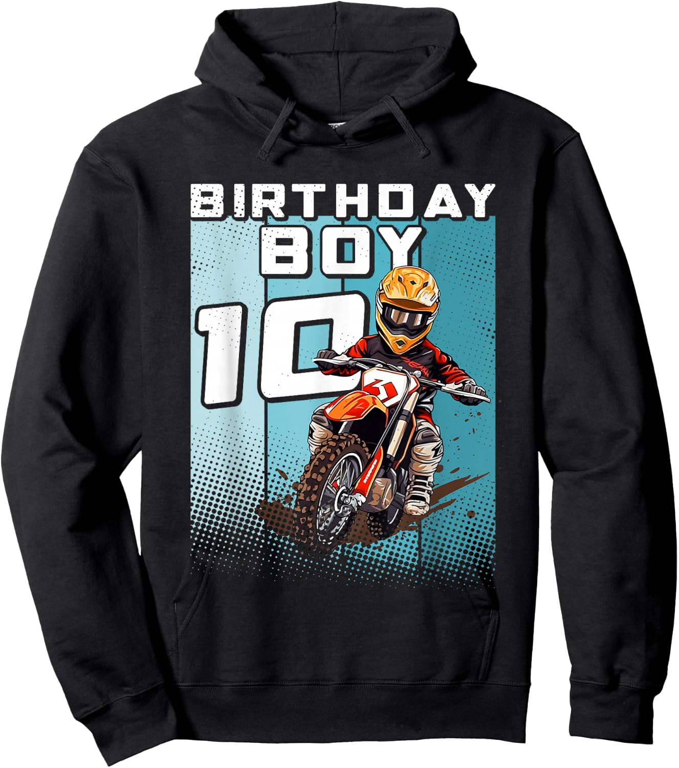 Bday 10 Dirt Bike Geburtstag Junge 10 Motocross MX 10. Geburtstag Hoodie - Hoodie | Black