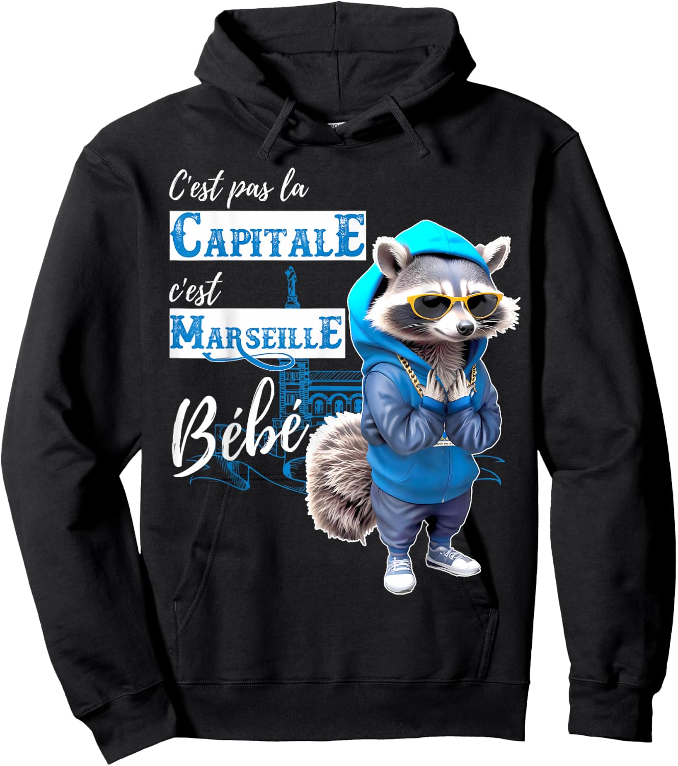 Fan C'est Marseille Baby Funny Raccoon Rap , Black, S Hoodie - Hoodie | Black