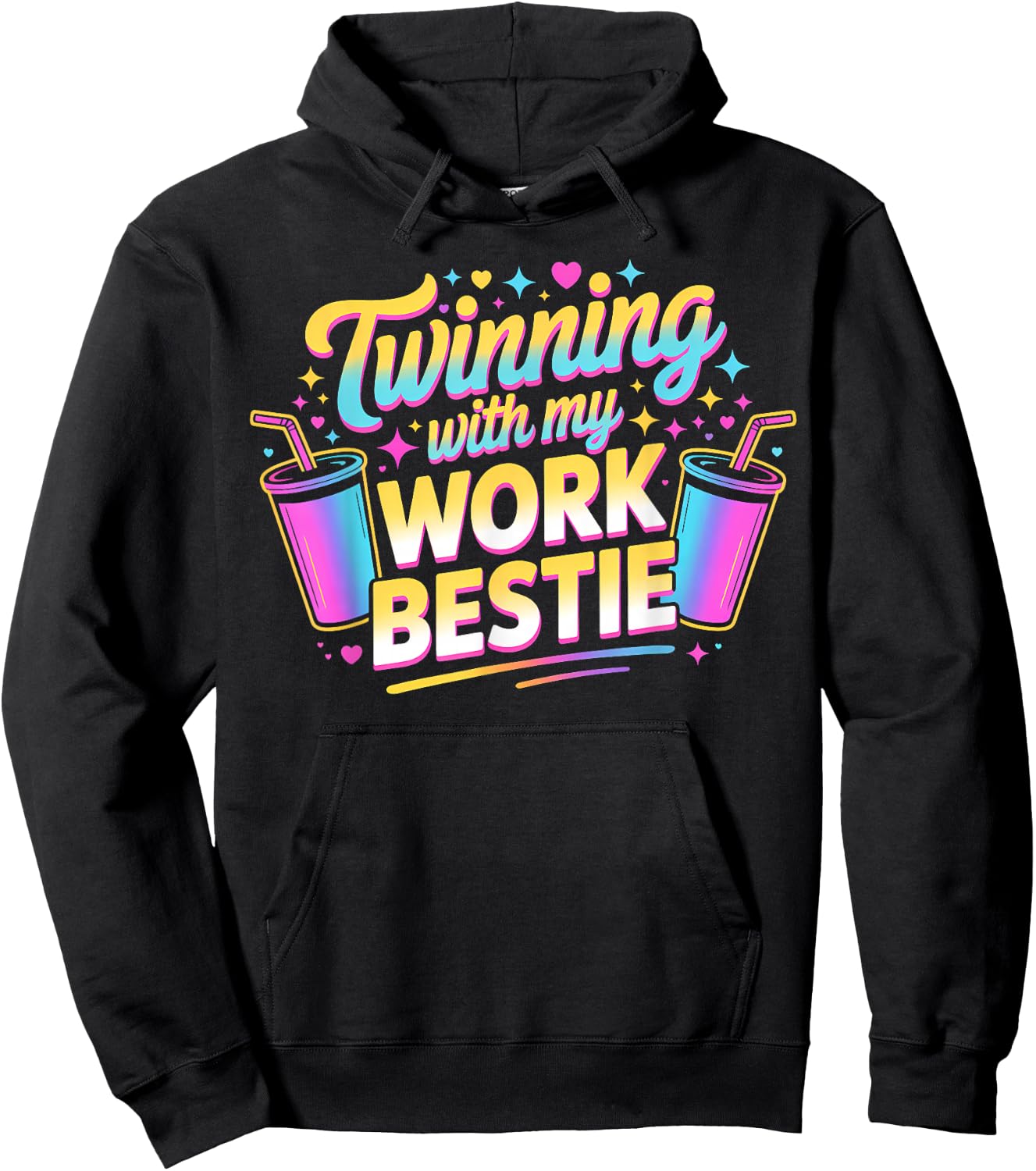 Twinning with My Work Bestie Matching Coworker Bestie Duo Hoodie - Hoodie | Black