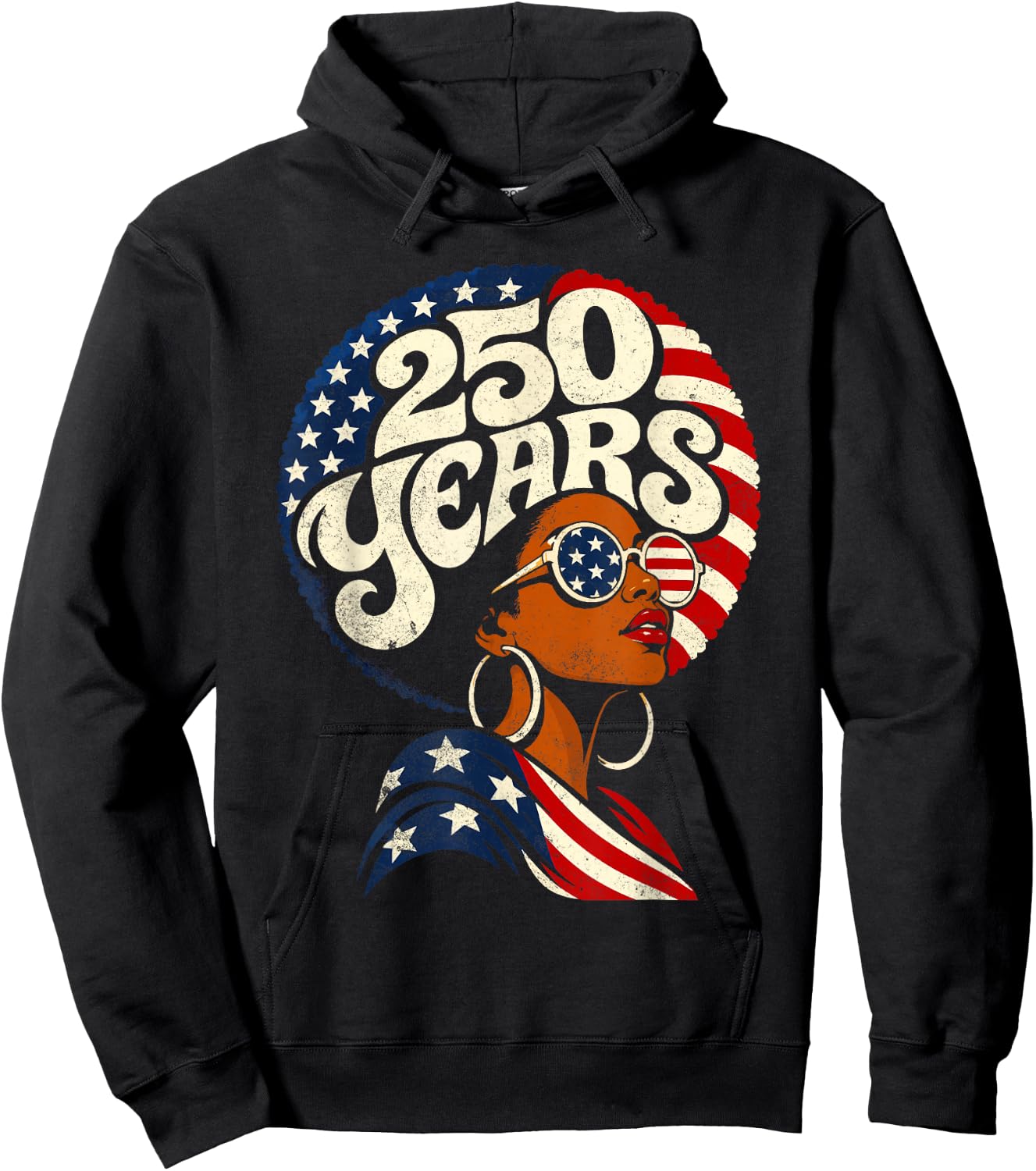 Fourth of July Black African American 250th Anniversary USA Hoodie - Hoodie | Black