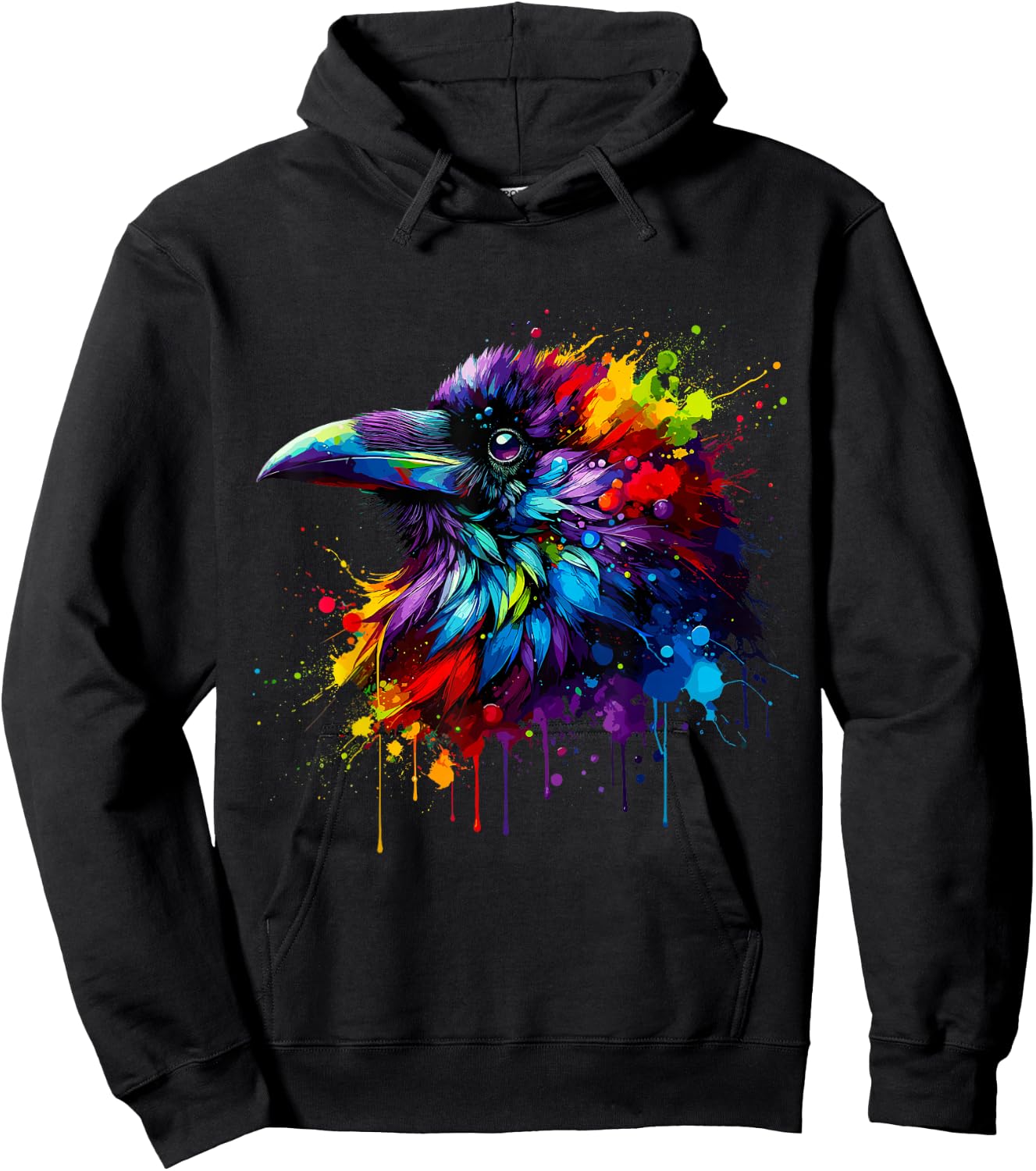 Splash Art Crow Raven Crows Hoodie - Hoodie | Black