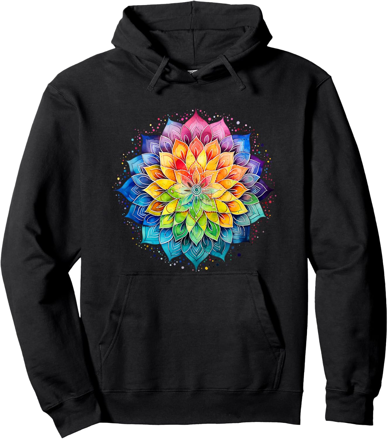 Lotus Flower Rainbow Mandala Yoga Meditation Mindfulness , black Hoodie - Hoodie | Black