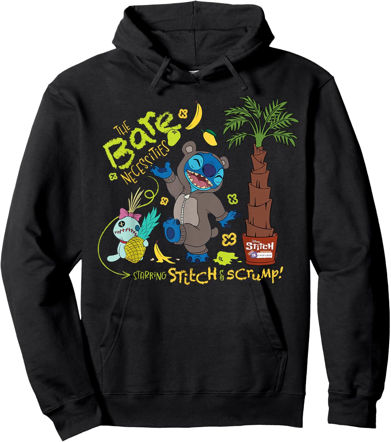 Disney 100 Stitch in Costume Baloo Bare Necessities & Scrump Hoodie - Hoodie | Black