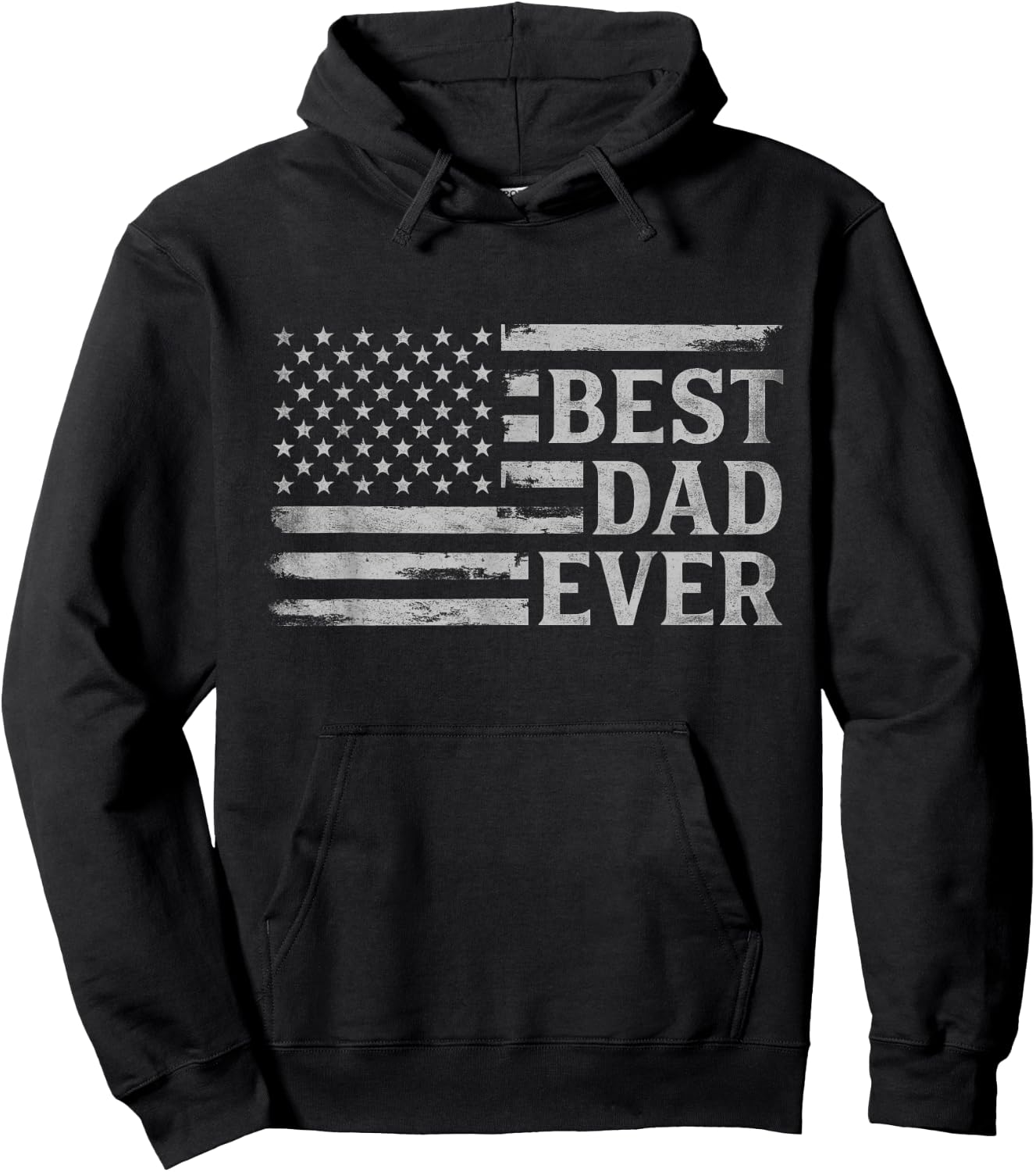 Best Dad Ever Grey Vintage USA Flag Father's Day Hoodie - Hoodie | Black
