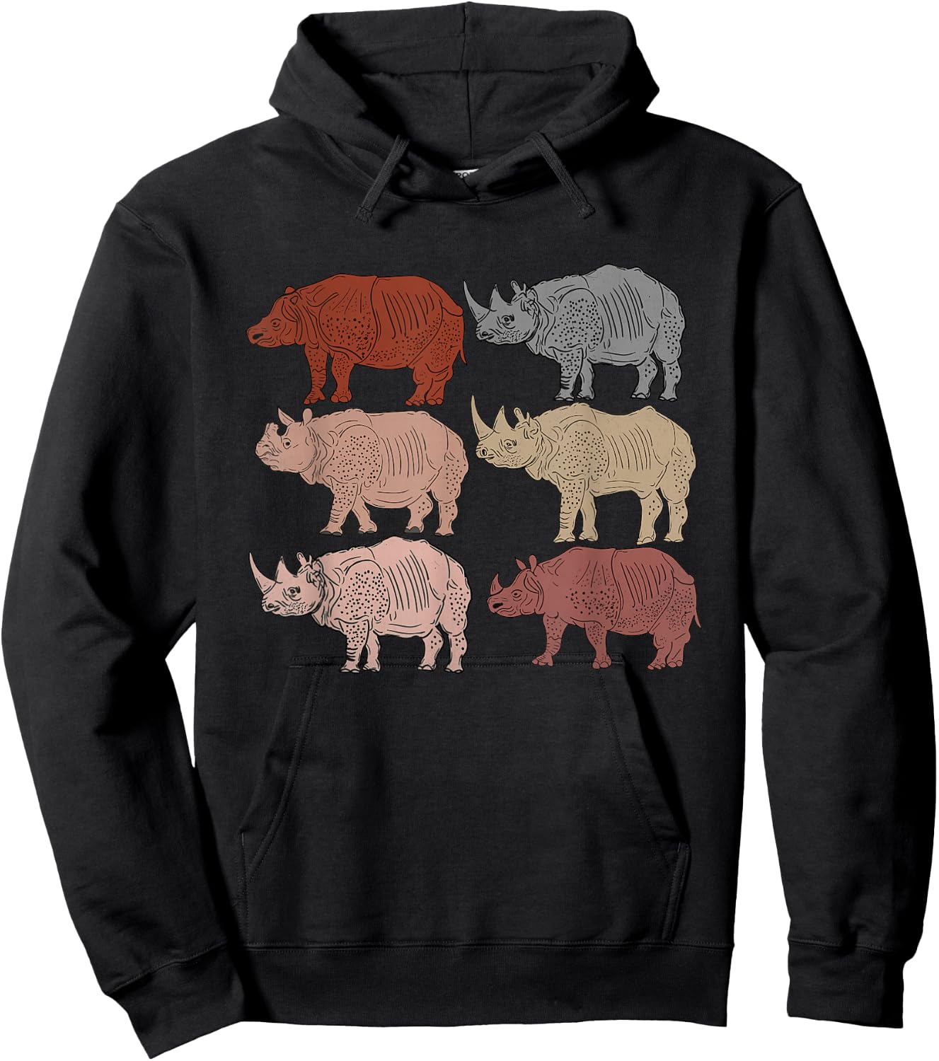 Vintage Rhino Lovers Children Zoology Retro Rhino Hoodie - Hoodie | Black