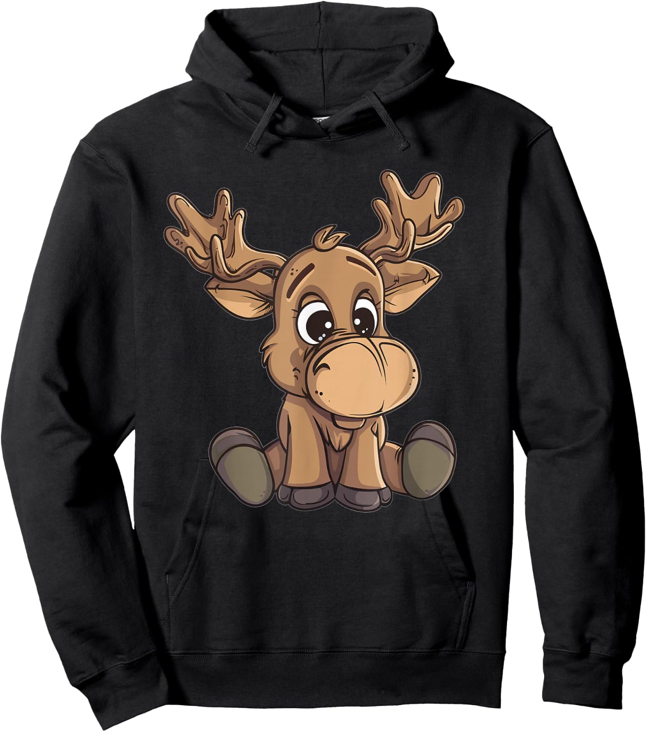 Cute Moose I Cartoon Moose Hoodie - Hoodie | Black