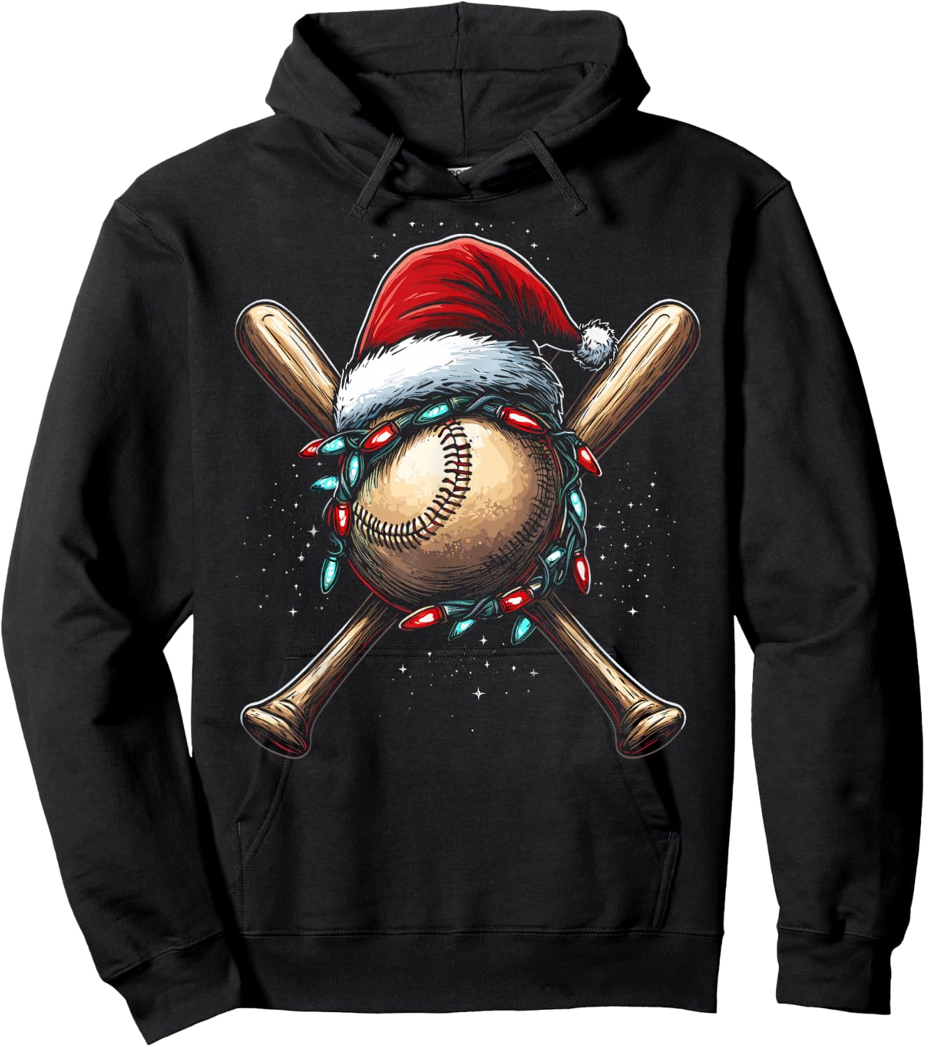 Christmas Baseball Pajama Santa Boys Girls Kids Xmas Hoodie - Hoodie | Black