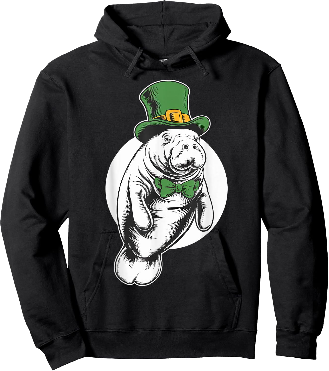 Green Manatee shamrock on St Patricks Day Manatee Hoodie - Hoodie | Black