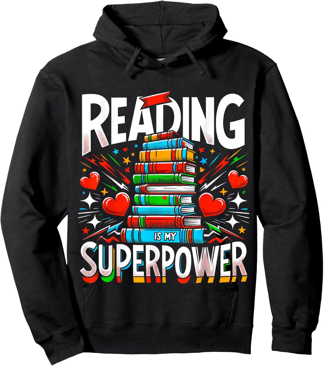 Reading is my Superpower Bookworm Book lover Hoodie - Hoodie | Black