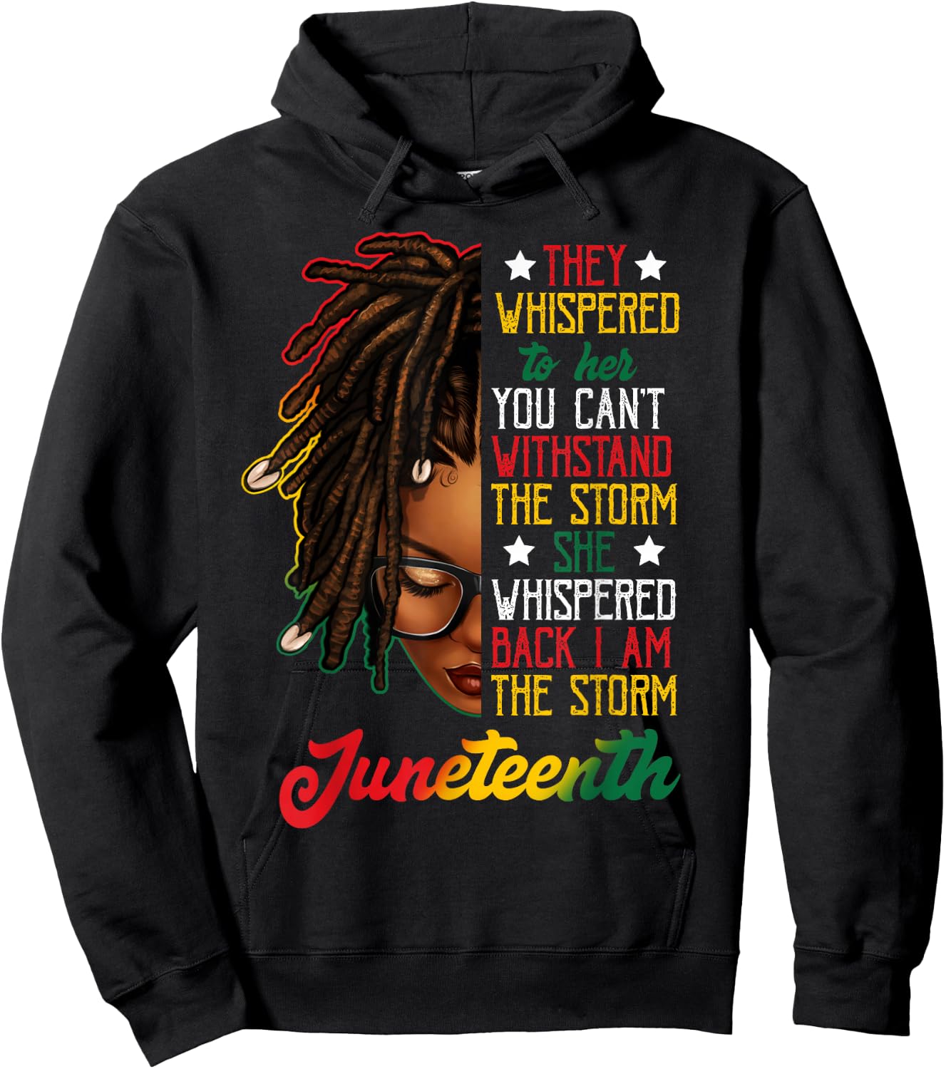 Juneteenth Black Women Dreadlocks Loc'd Hair Messy Bun Hoodie - Hoodie | Black
