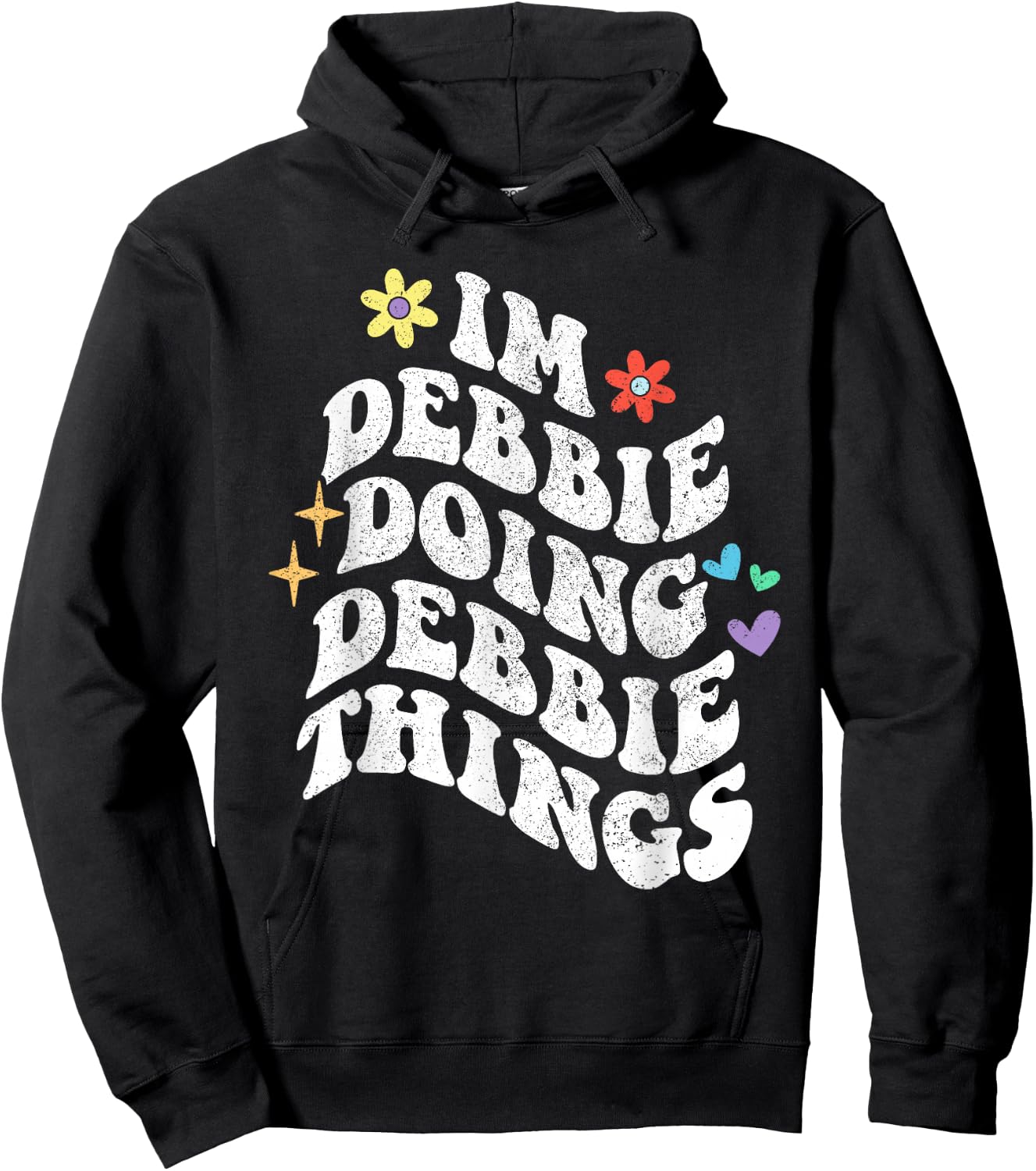 Personalized Name Mothers Day outfit Retro Groovy Im Debbie Doing Debbie Things Funny Mother's Hoodie - Hoodie | Black