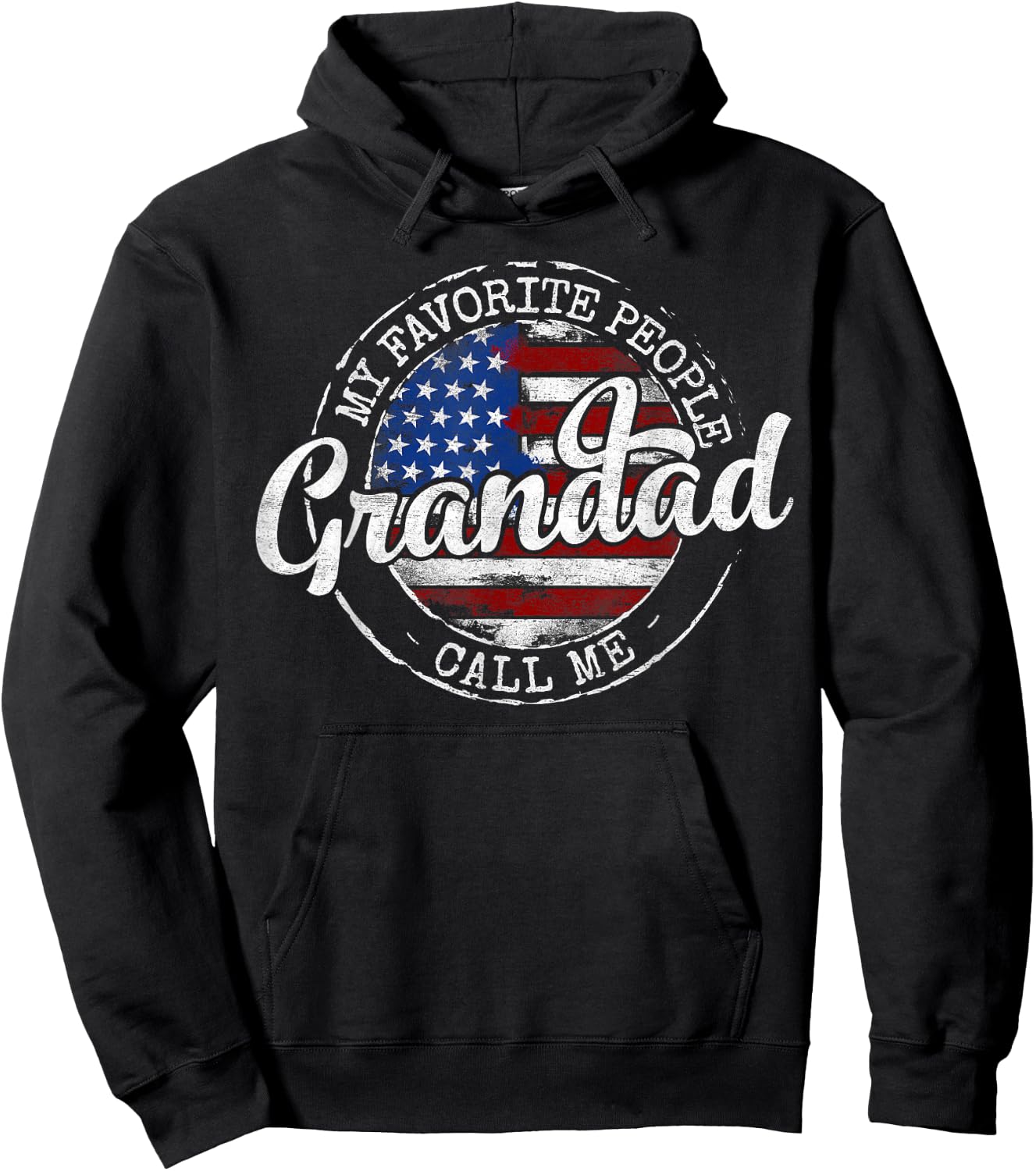 My Favorite People Call Me Grandad USA Flag Stamp Father Day Hoodie - Hoodie | Black