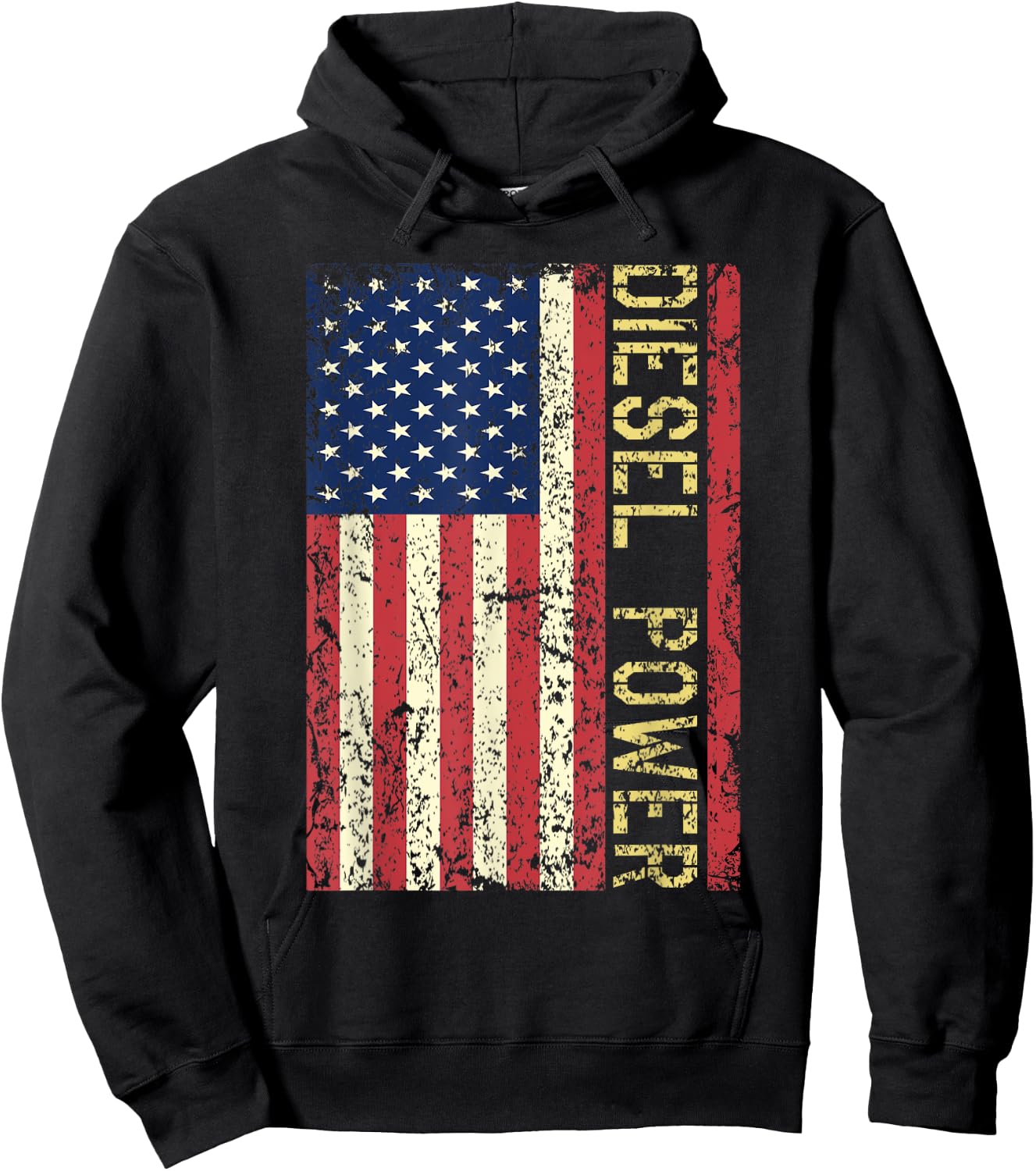 Vintage USA Flag Diesel Power Patriotic Truck Turbo Mechanic Hoodie - Hoodie | Black