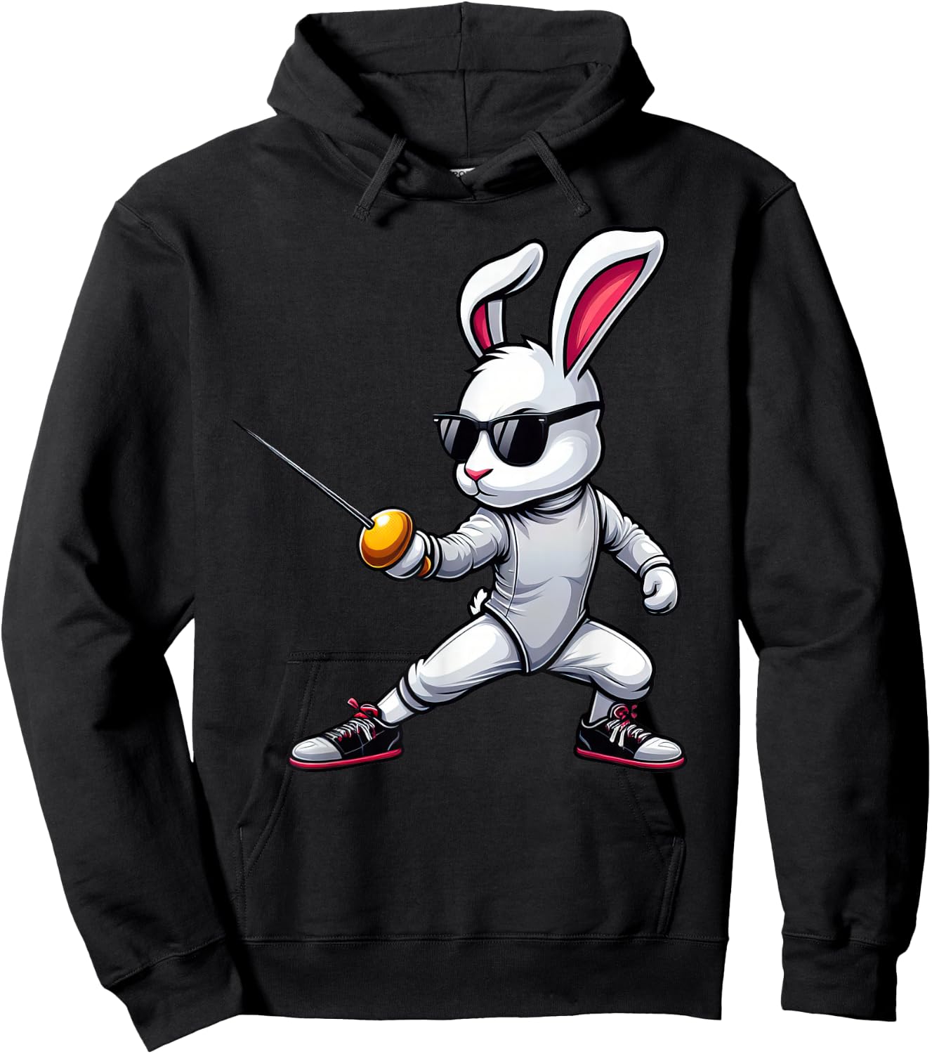 Funny Fencing Player Bunny Kids Men Easter Fencing Hoodie - Hoodie | Black