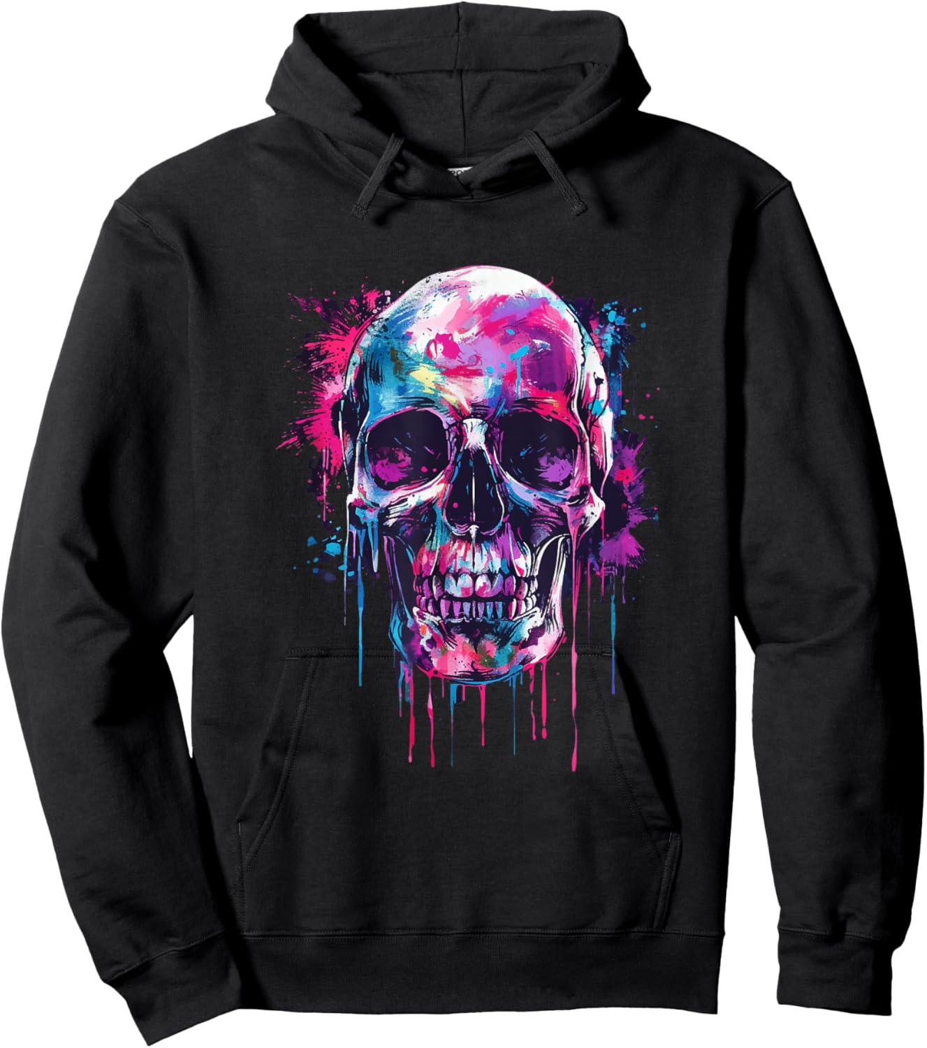 Skeleton Skull Biker Rocker Skull Punk Rock Hoodie - Hoodie | Black