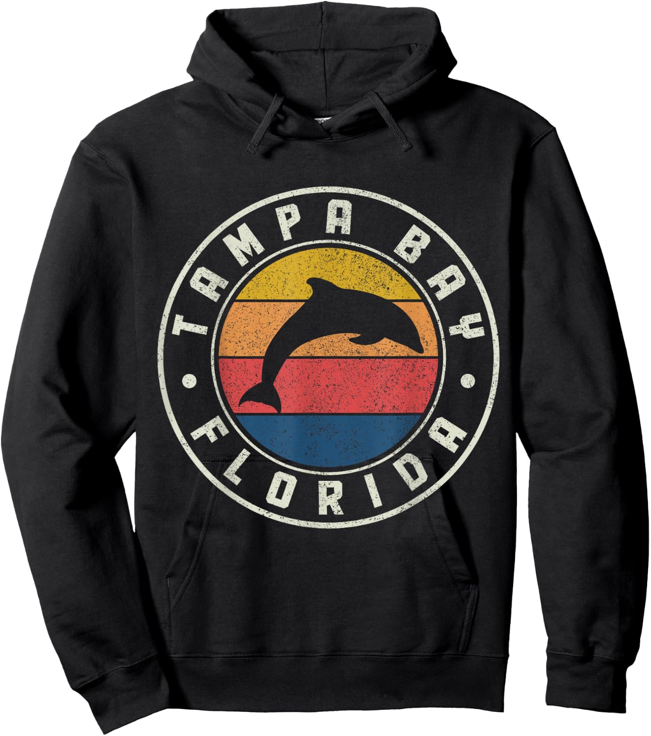 Tampa Bay Florida Dolphin Surfer Souvenir Vintage Hoodie - Hoodie | Black