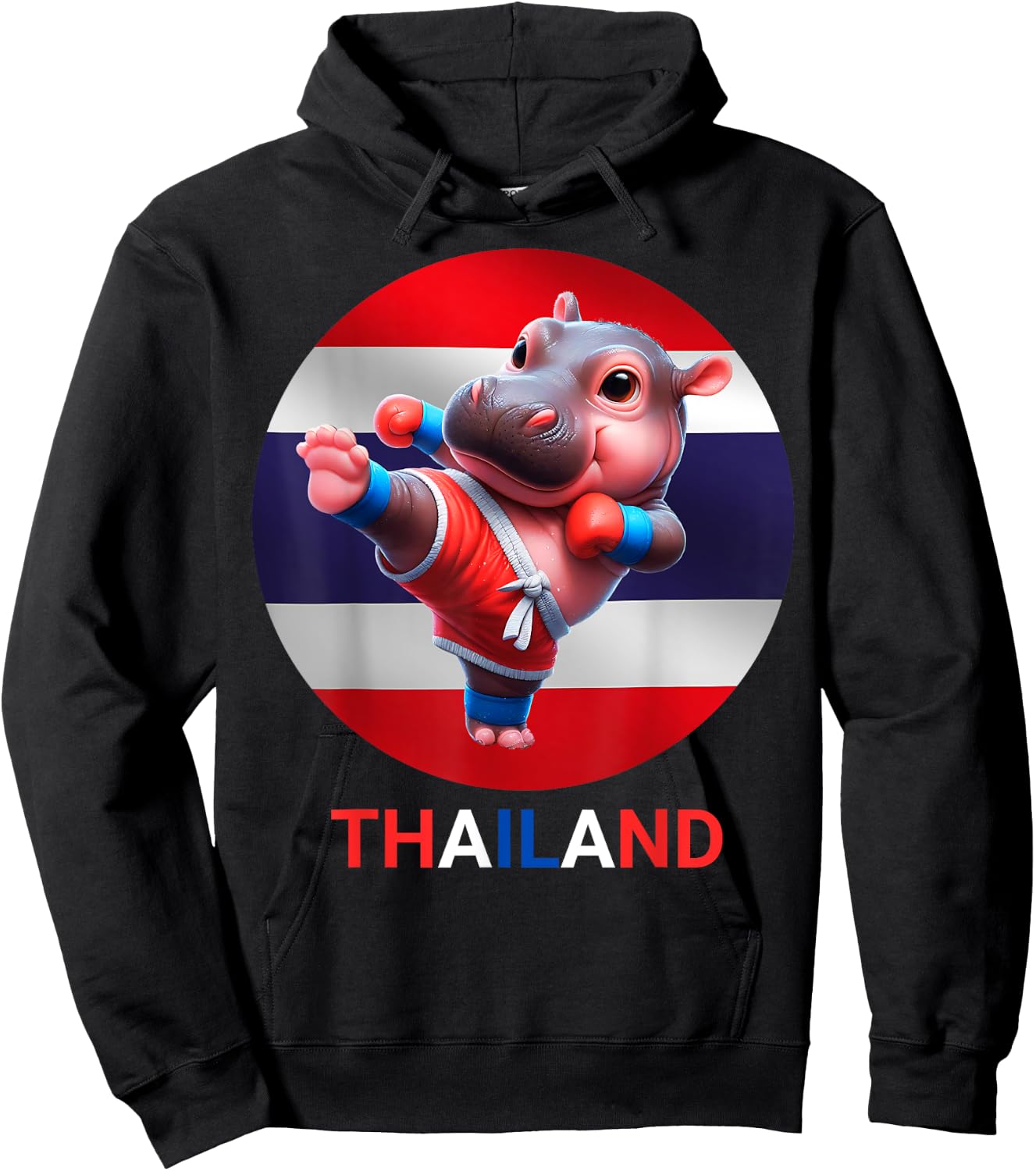 Moodeng: Muay Thai Hippo, Hippo Lover, Funny Moodeng Hoodie - Hoodie | Black
