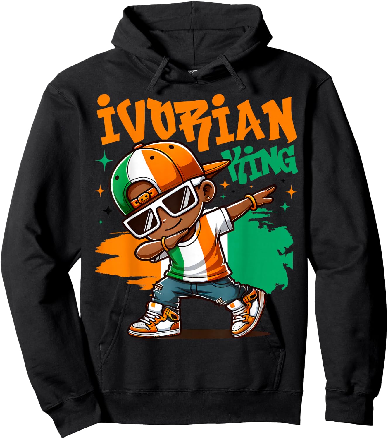 Ivory Coast Flag of King Ivorian Pride for Kids , Black, S Hoodie - Hoodie | Black