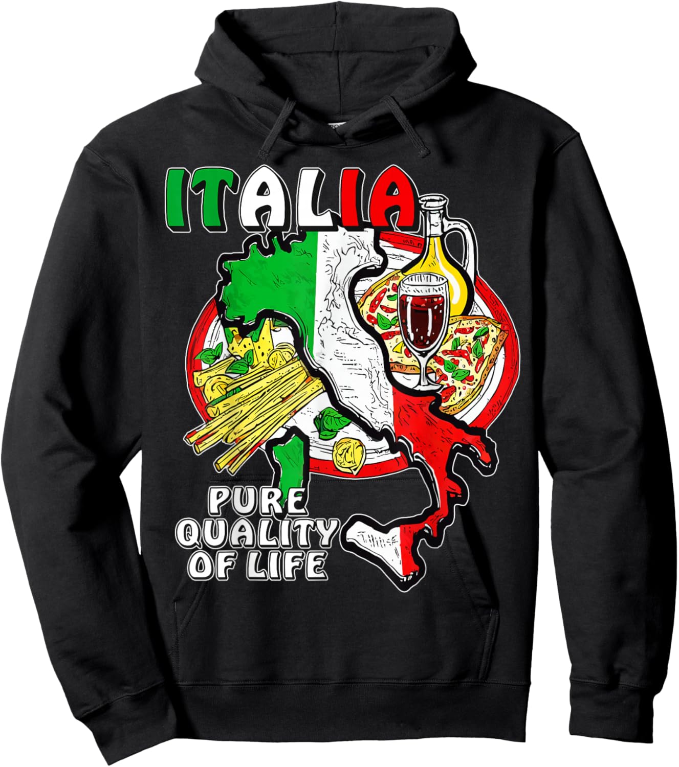 with German Text "Entdecke Italien Liebe Für Essen Kultur Geschichte Italien" [, black Hoodie - Hoodie | Black