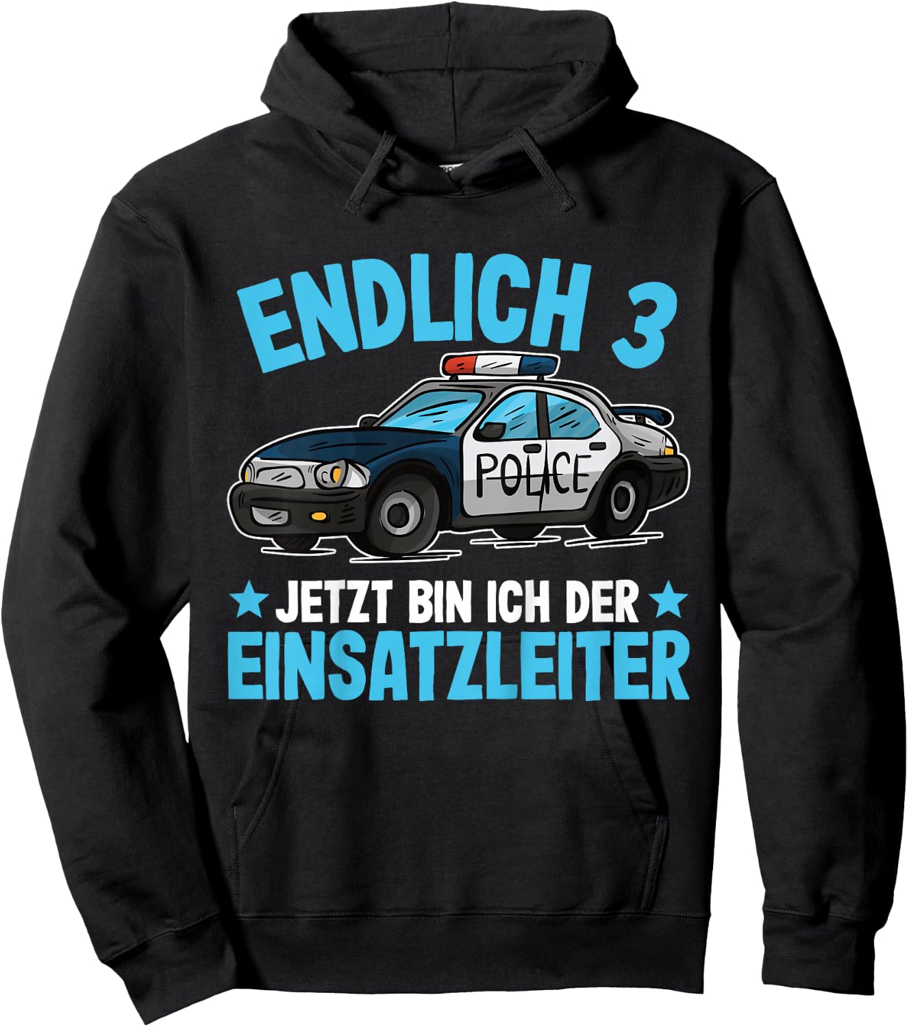 Children's Police Shirt 3 Years Boys Police 3rd Birthday , black Hoodie - Hoodie | Black