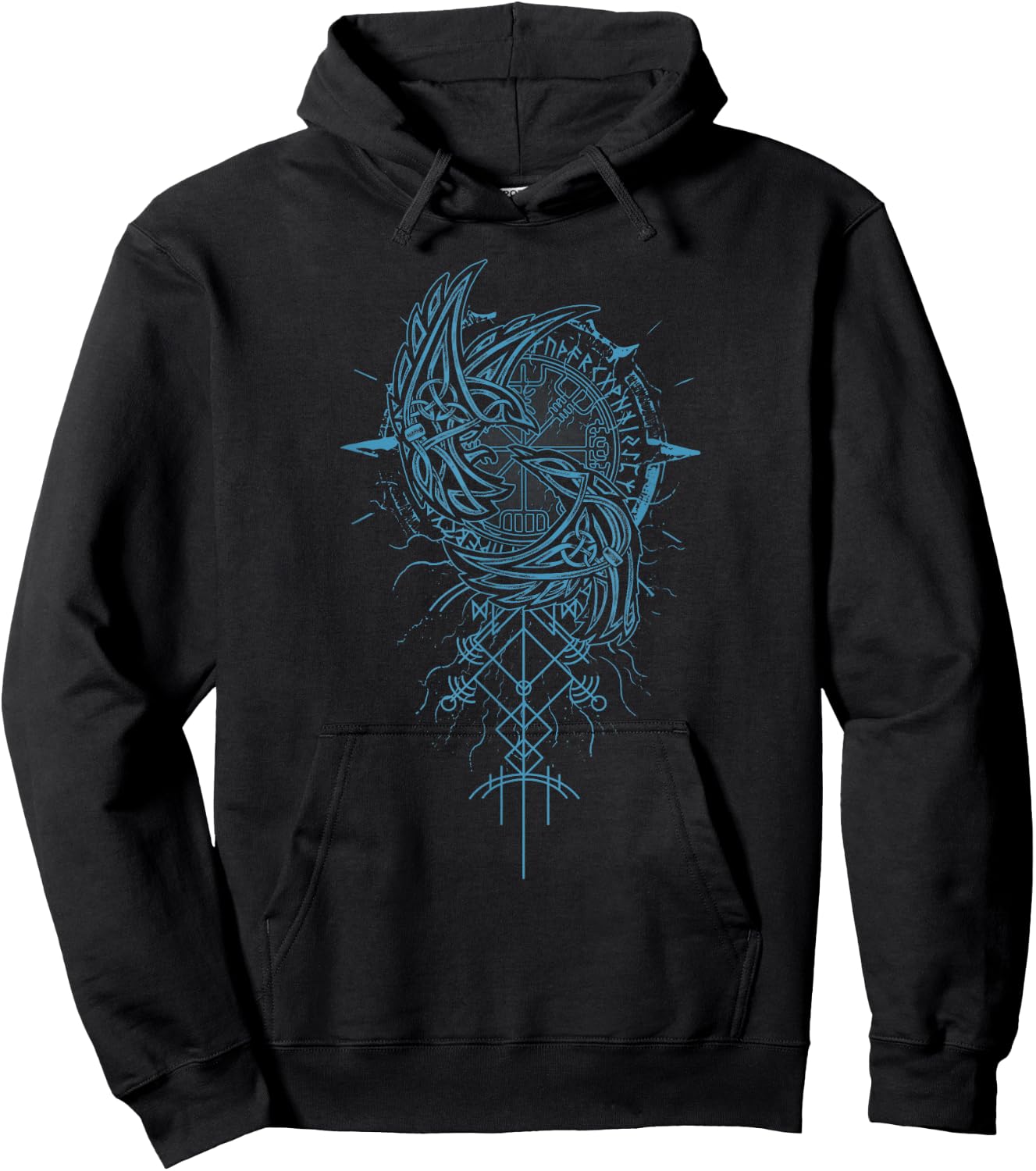 Walhalla Raven Odins Runes Nordic Compass Viking Hoodie - Hoodie | Black