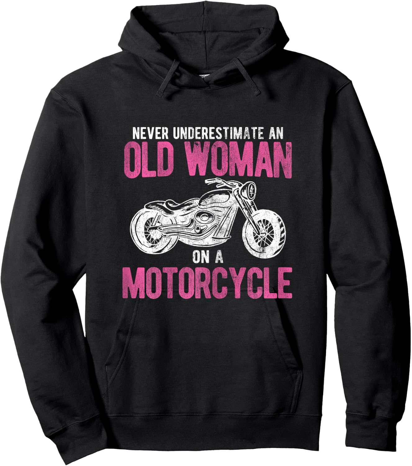 Bike Rider Old Woman On A Motorcycle Hoodie - Hoodie | Black