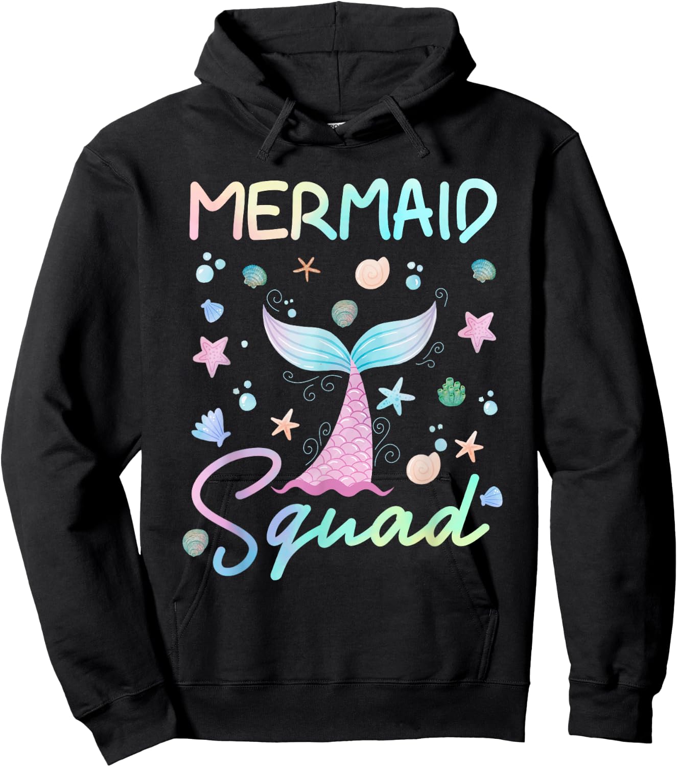 Tie Dye Mermaid Birthday Squad Family Matching Mermaid Squad Hoodie - Hoodie | Black