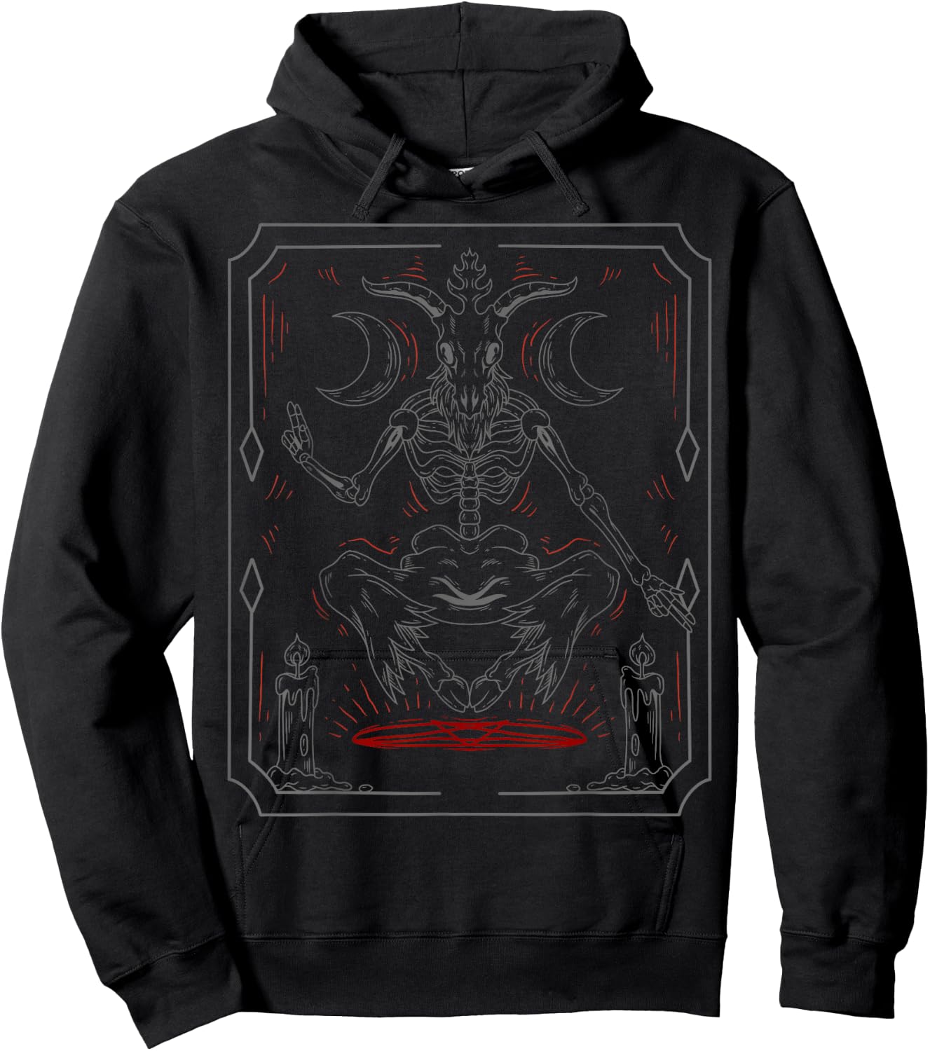 Lucifer Sigil Goat Skull Crescent Moon Baphomet Satanic Hoodie - Hoodie | Black