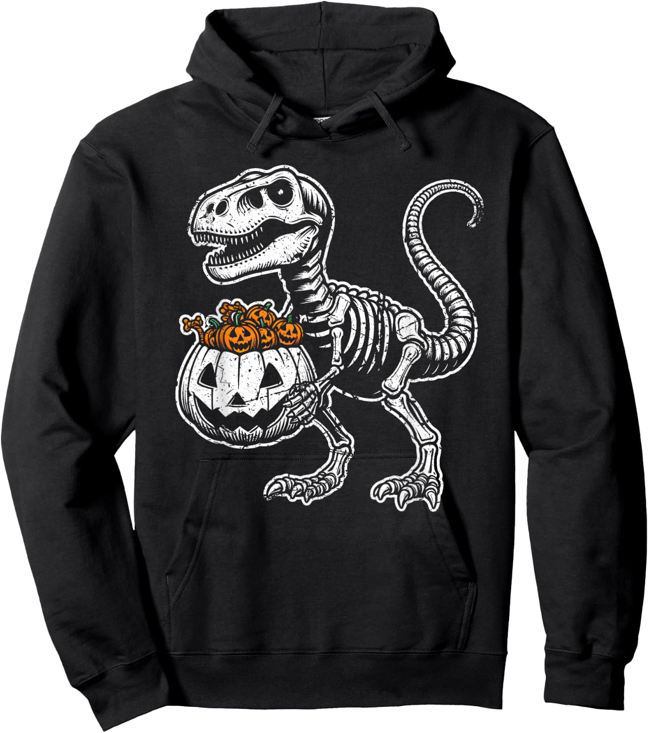 Skeleton Dinosaur T rex Pumpkin Dino Men Boys Kids Halloween Hoodie - Hoodie | Black