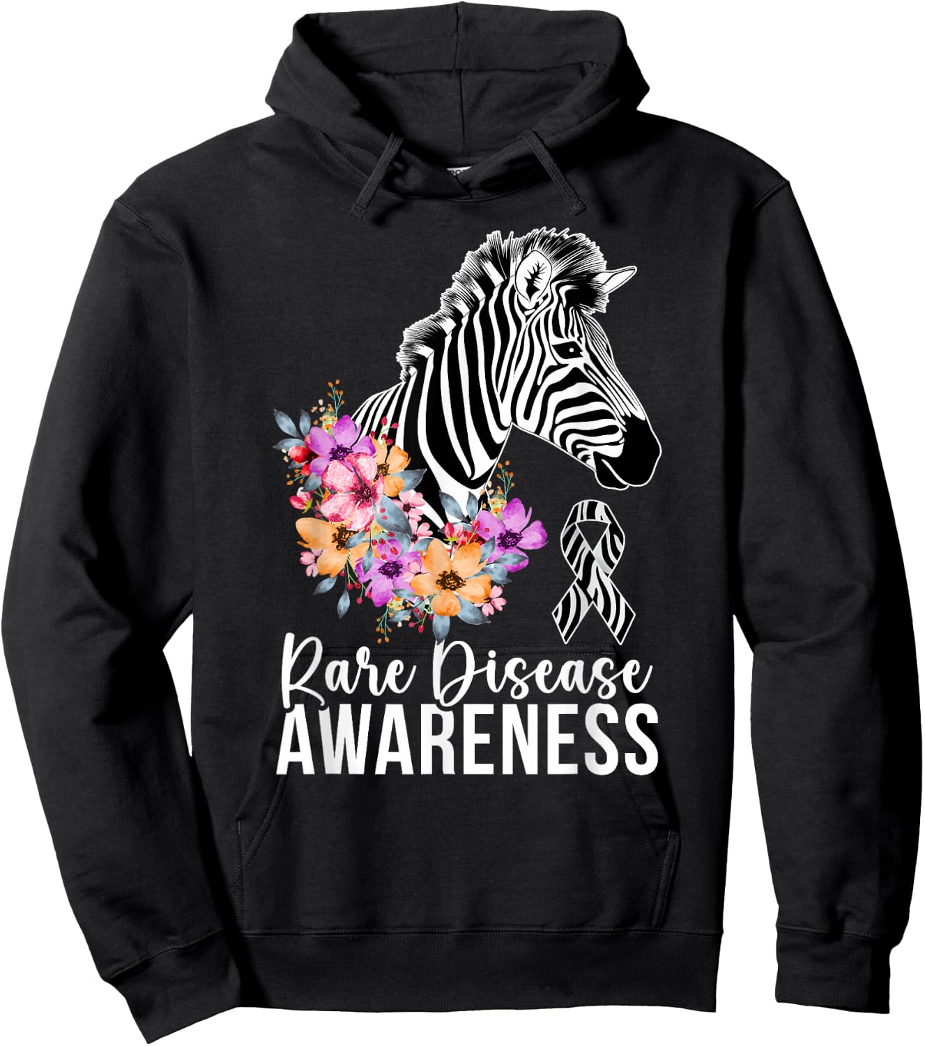 Rare Disease Awareness Zebra Rare Disease Warrior Hoodie - Hoodie | Black