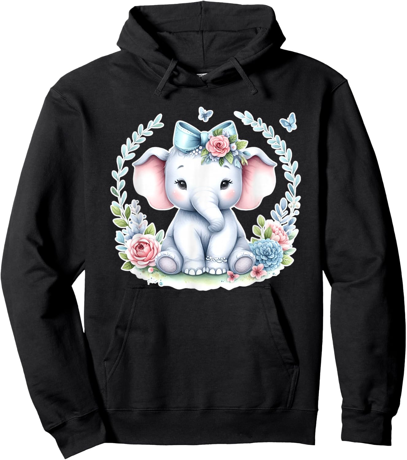 Elephant | Cute Baby Elephant Hoodie - Hoodie | Black