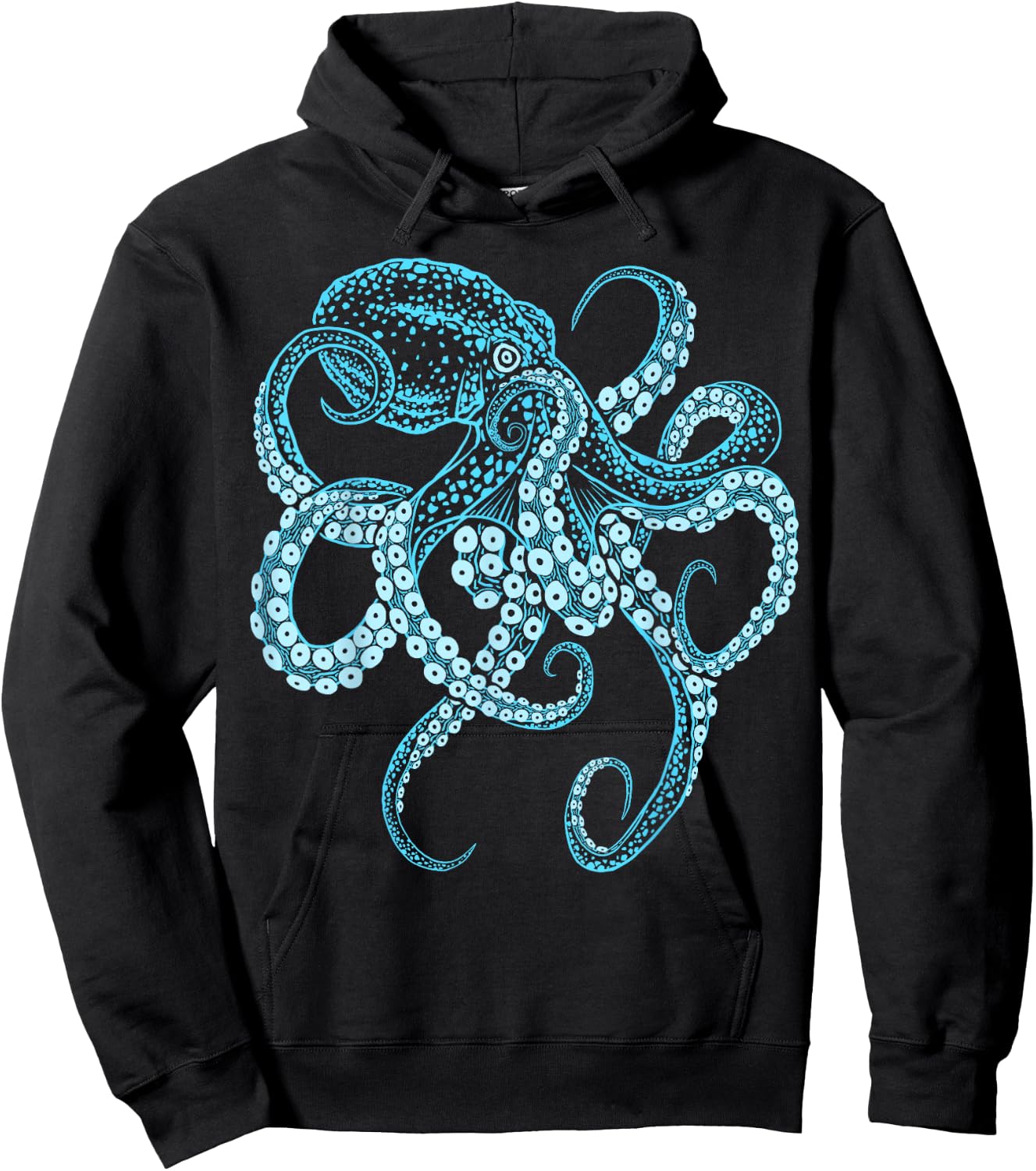 Deep Sea Blue Octopus in Combat Posture, black Hoodie - Hoodie | Black