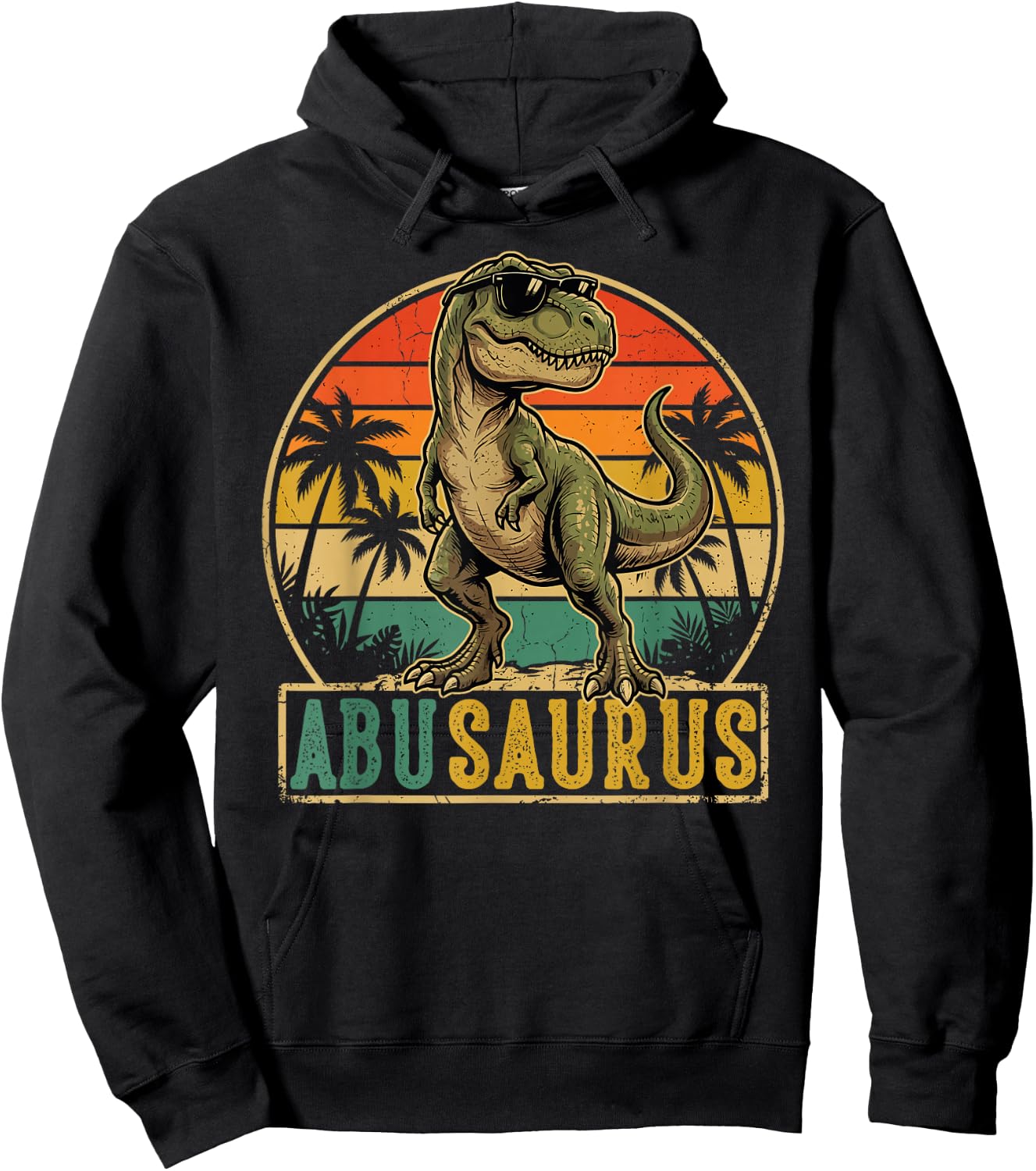 ABU Saurus Vintage T-Rex Dinosaur Fathers Day Hoodie - Hoodie | Black