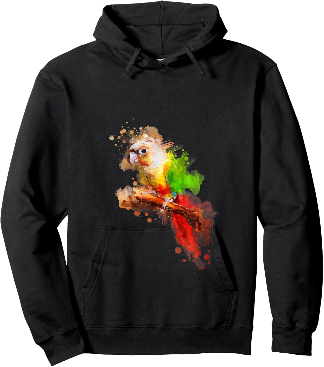 Watercolor Pineapple Green Cheek Conure parrot Hoodie - Hoodie | Black