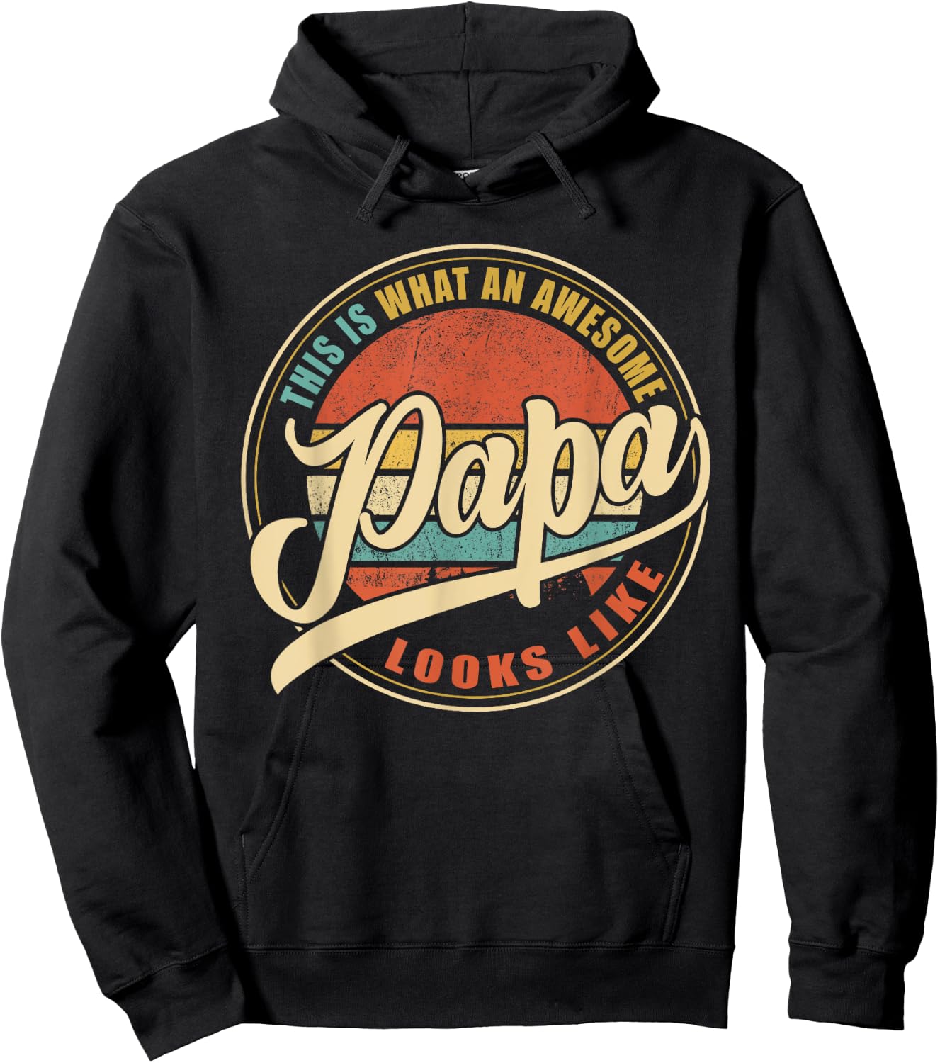 Men's Awesome Vintage Dad, Papa, Grandpa Black - Classic Fit, Short Sleeve Hoodie - Hoodie | Black