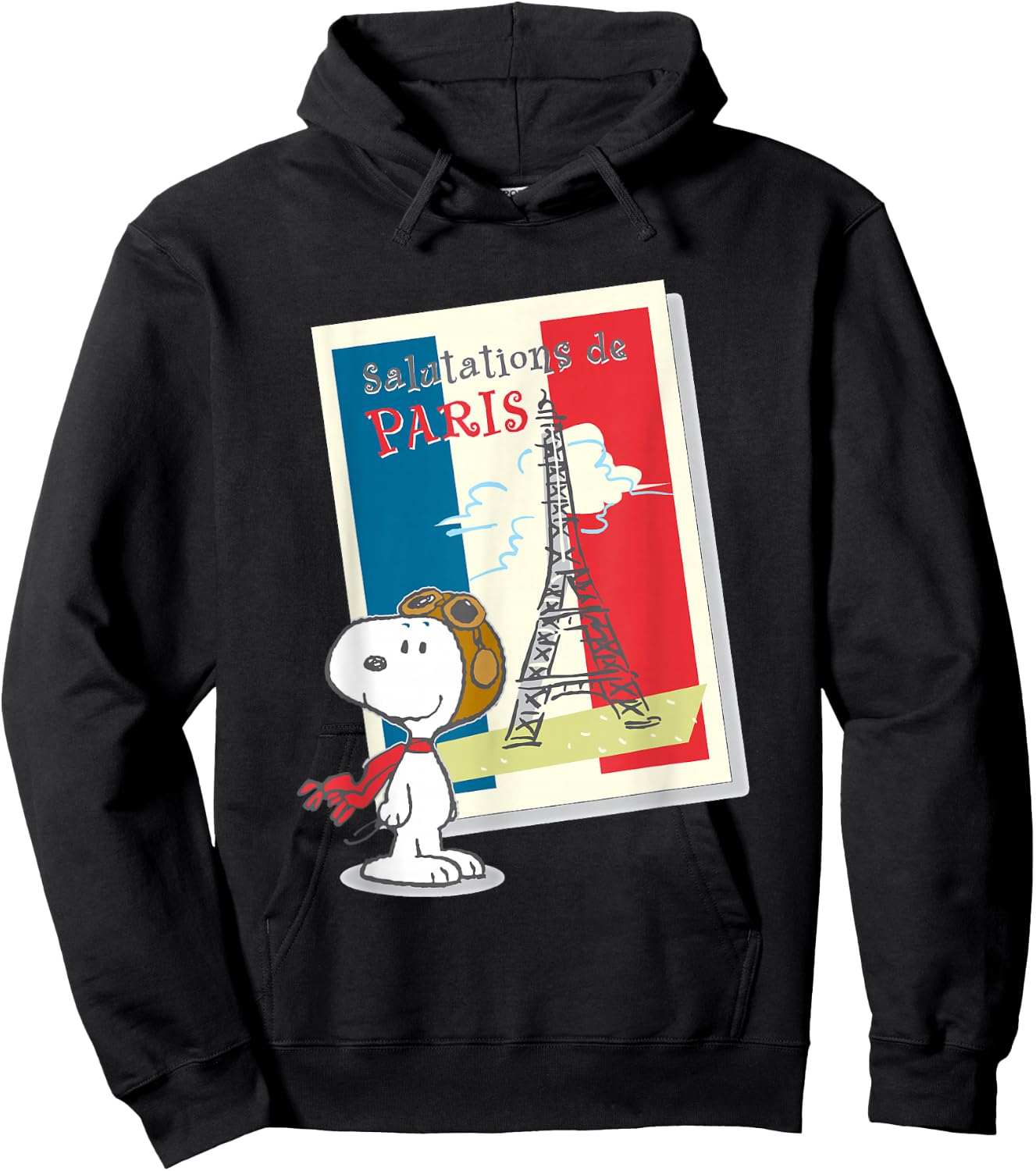 Peanuts Snoopy in Paris , Black, S Hoodie - Hoodie | Black