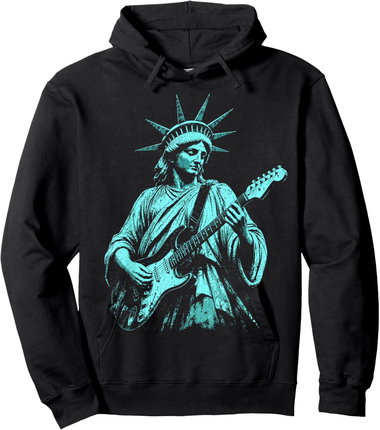 4th of July Statue of Liberty Guitarist 1776 2026 Hoodie - Hoodie | Black
