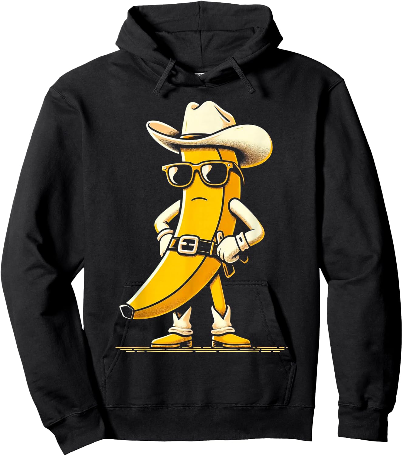 Banana Cowboy Cowgirl Country Western Novelty Funny Banana Hoodie - Hoodie | Black