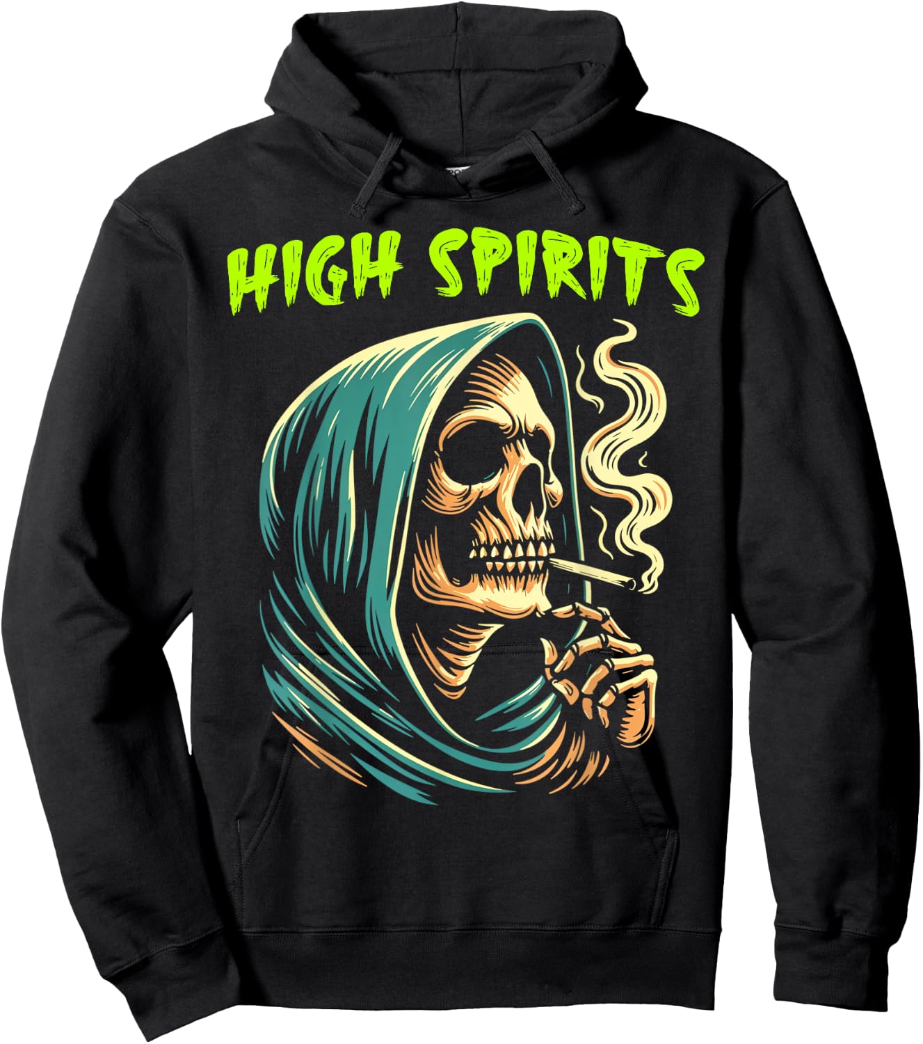 High Spirits Skull Smoking Reaper Grim Reaper High Spirits Hoodie - Hoodie | Black